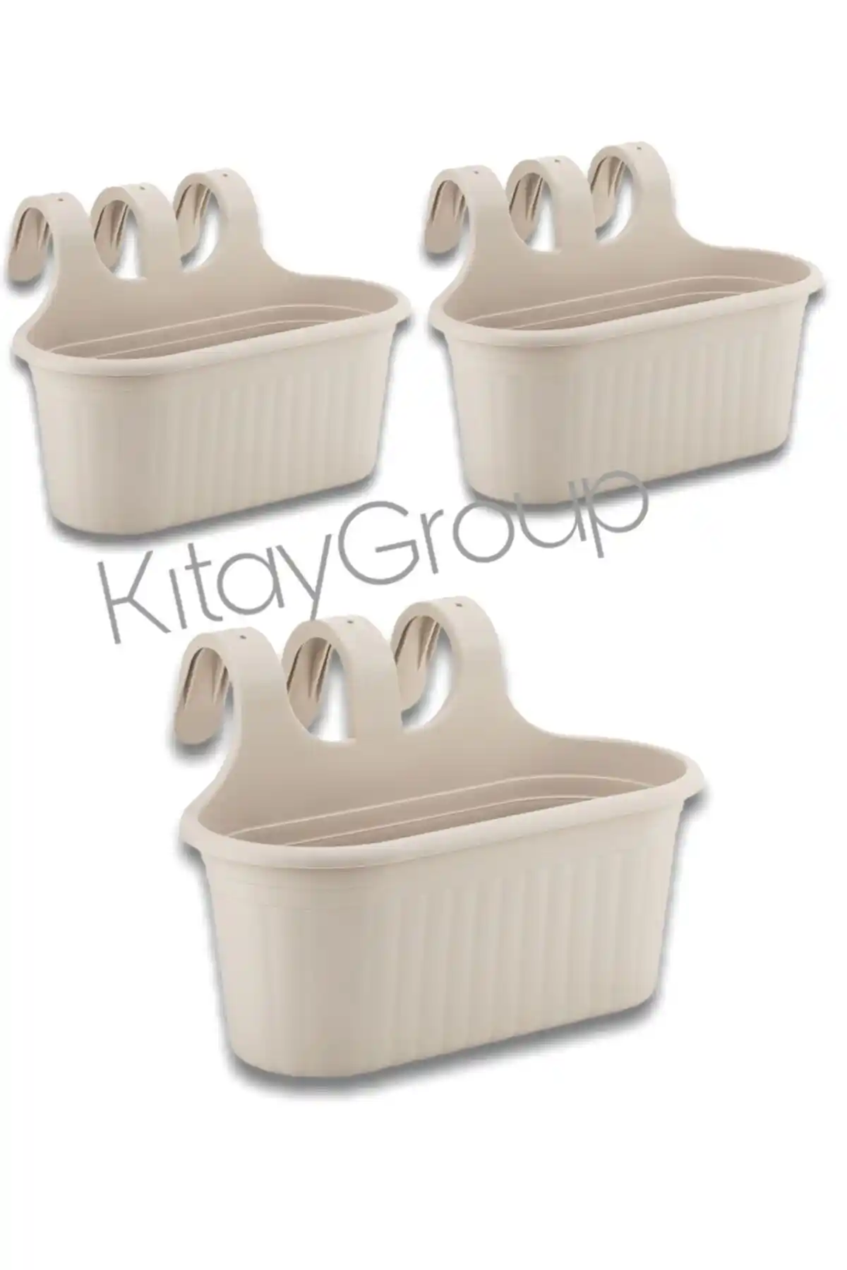 KıtayGroup Kirli Beyaz Tombik Askılı Balkon Saksı Modern ve Fonksiyonel Tasarım