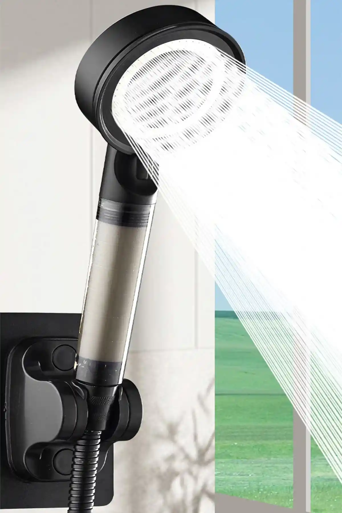 KUSTAR 5 Fonksiyonlu Çelik Su Tasarruflu Filtreli Turbo Jet Duş Başlığı