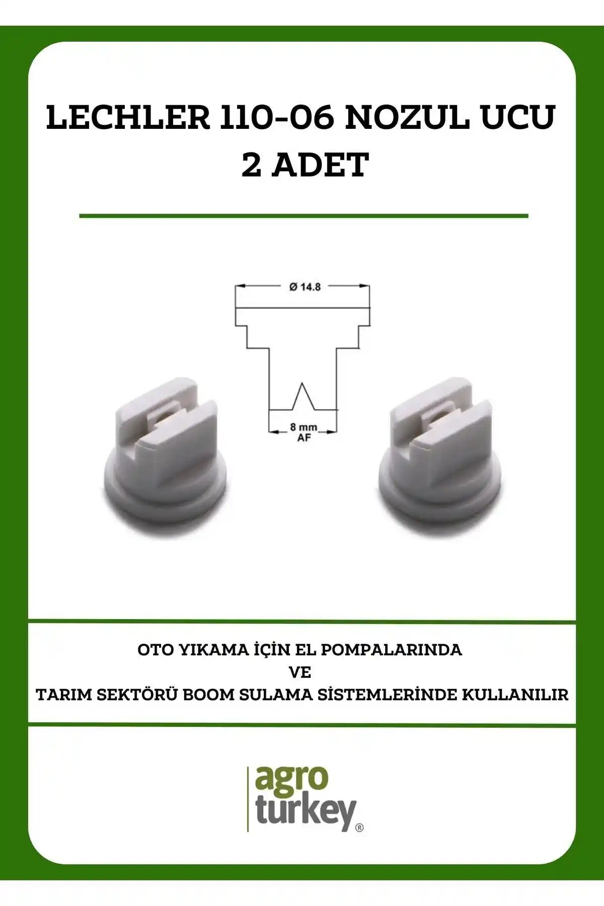 Lechler 110-06 Meme Yüksek Etki Alanlı Nozul Ucu Tarım ve Temizlik Uygulamaları İçin