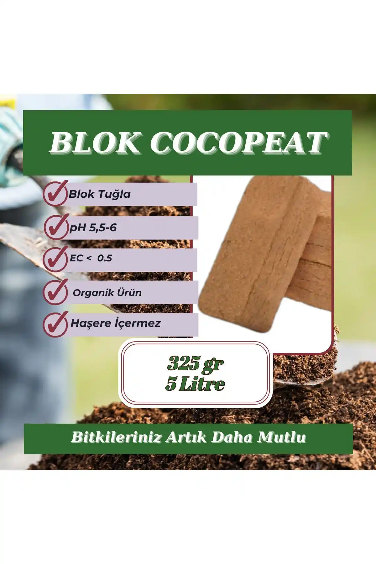 MF Botanik Hindistan Cevizi Torfu 5 Litre Doğal ve Yüksek Nem Tutma Kapasiteli Toprak Malzemesi