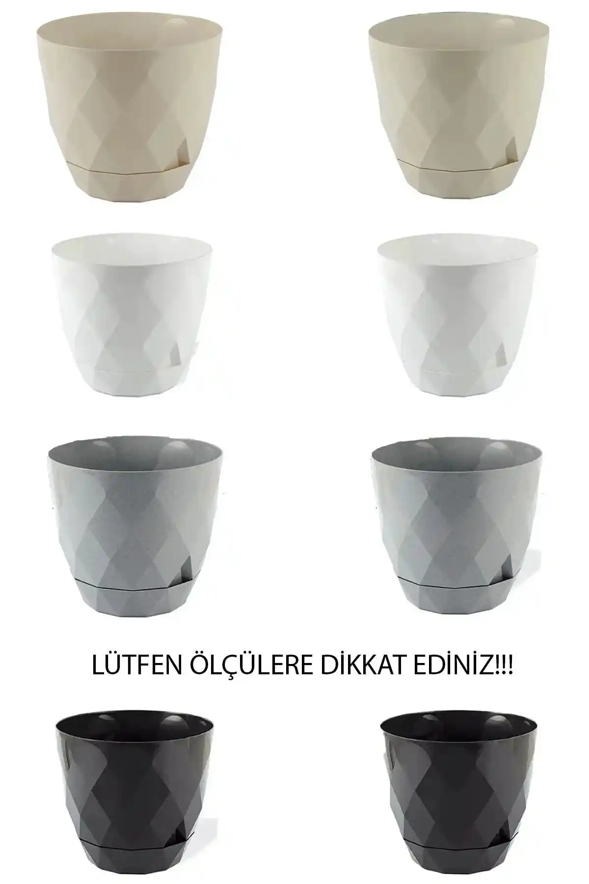 Modern Renkli Baklava Desenli Plastik Saksı Seti 8'li Mini Boy Dekoratif Ürünler