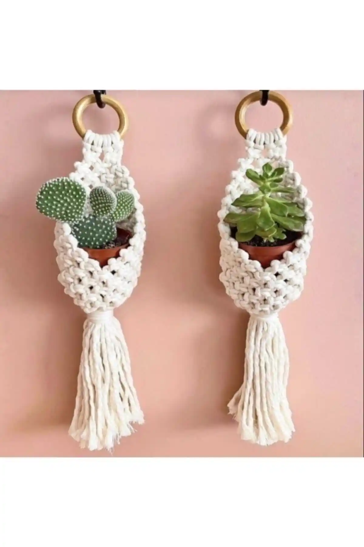 Modern ve Doğa Dostu Makrome Mini Kaktüs Saksılık Dekorasyonu İçin Uygun Seçenek