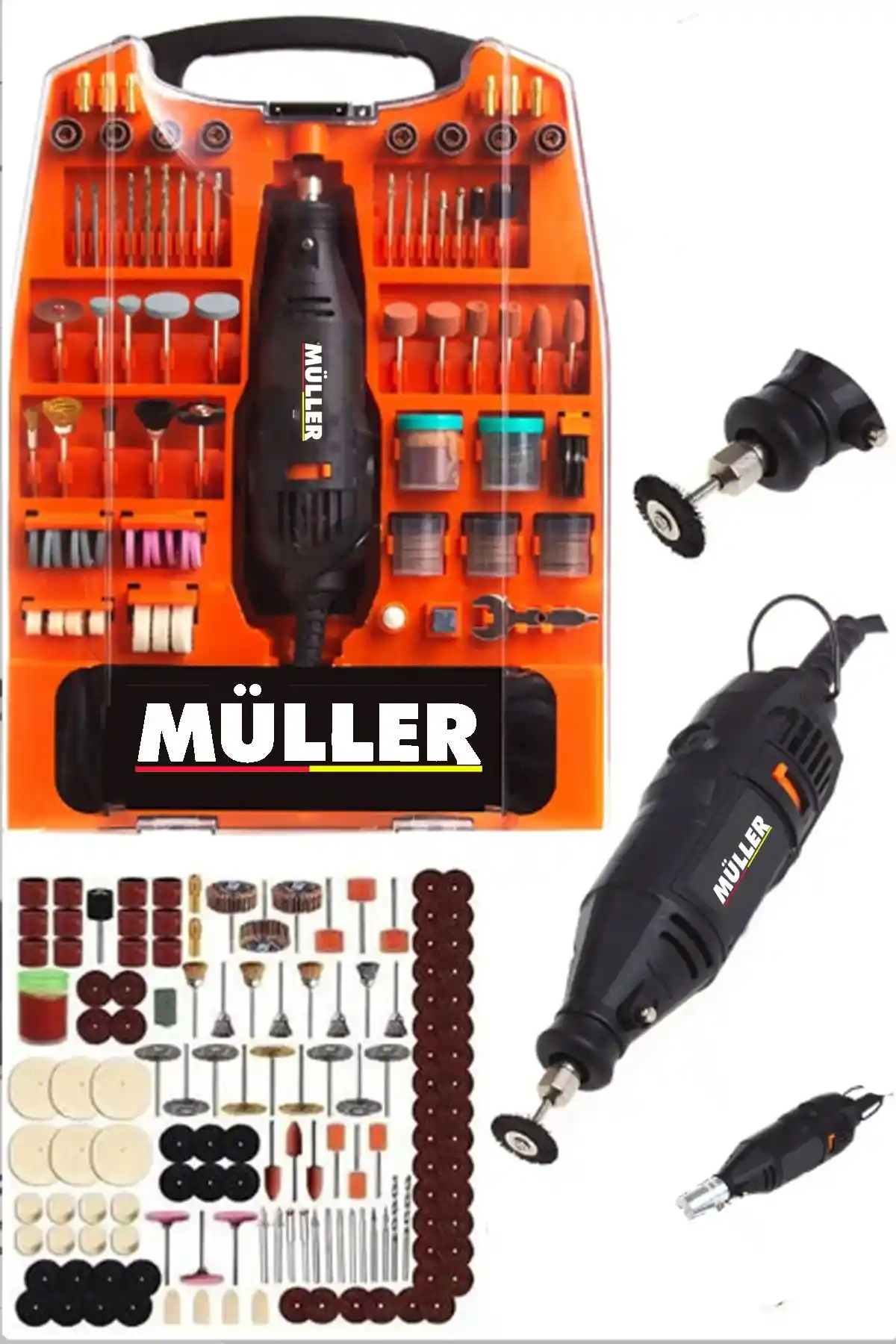 Müller Alman Çok Amaçlı Devir Ayarlı 300 Parça Hobi Gravür Seti Profesyonel ve Amatör Kullanım İçin