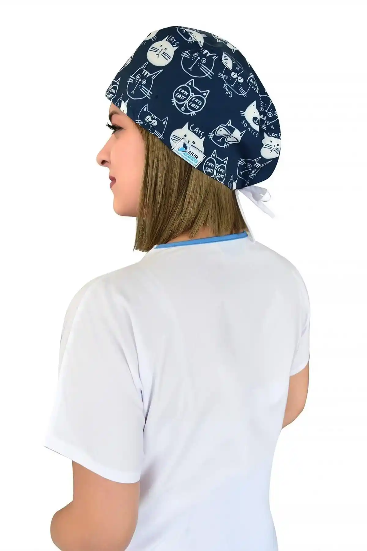 Nur Ortopedi Unisex Lacivert Kedili Cerrahi Bonesi Sağlık Çalışanları için Uygun