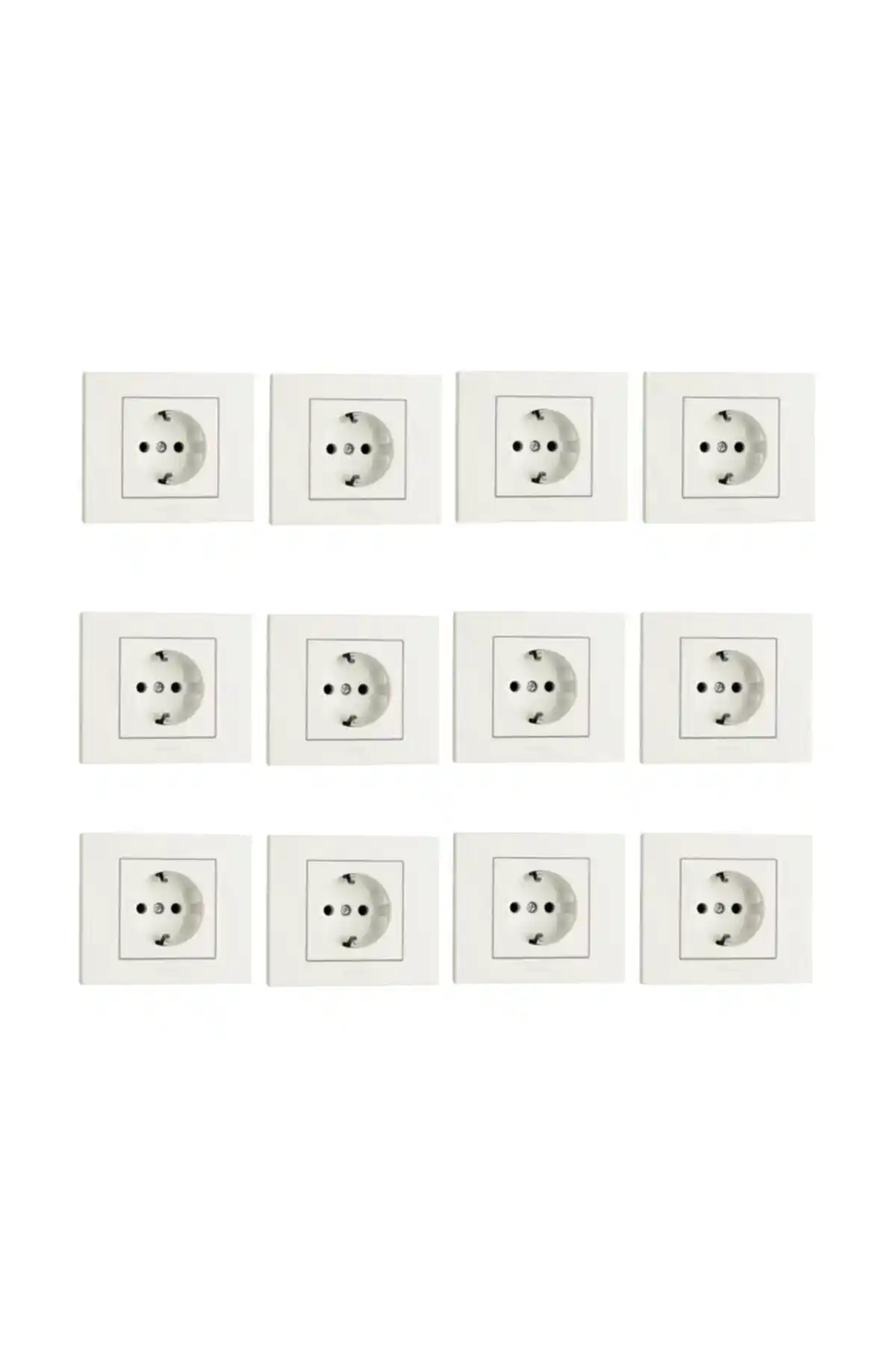 OVİVO 12'li Beyaz Topraklı Priz Seti Modern ve Dayanıklı Tasarım