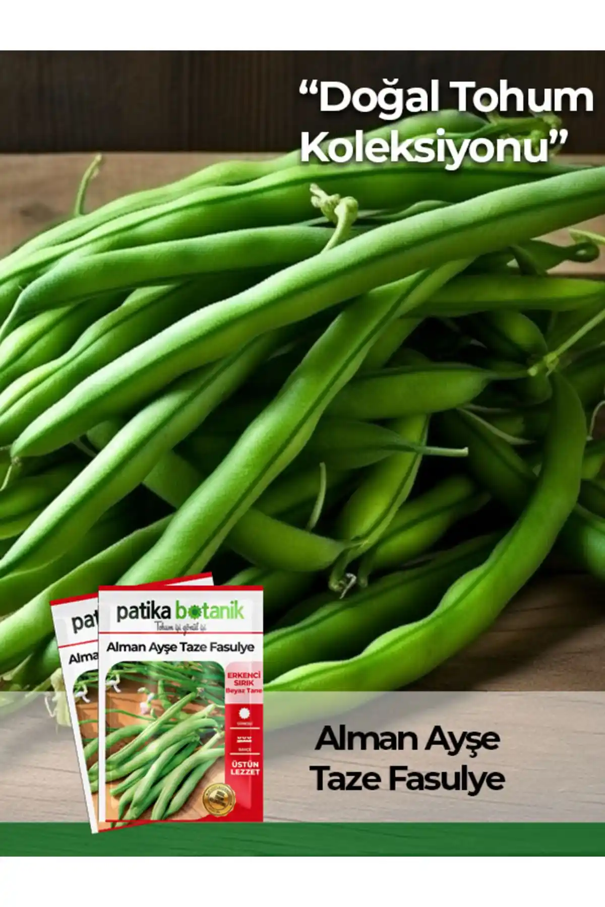 Patika Botanik Alman Ayşe Tipi Sırık Fasulye Tohumu 50 Adet Yüksek Verimli ve Lezzetli Sebze Üretimi