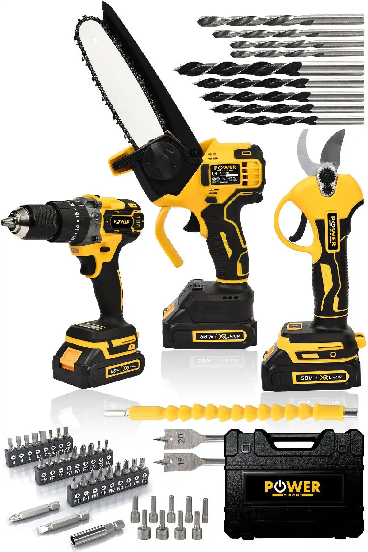 POWER BLACK GERMANYPROFESYONEL Çok Yönlü Akülü Seti ile Güç ve Verimlilik Artışı