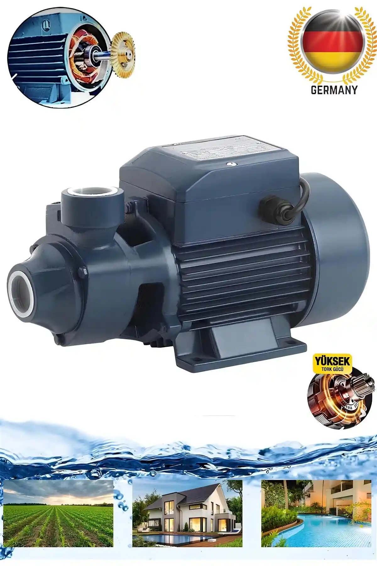 Schutzenger Su Pompası 100% Bakır Sargı ile Bahçe ve Su Transferi İçin Uygun