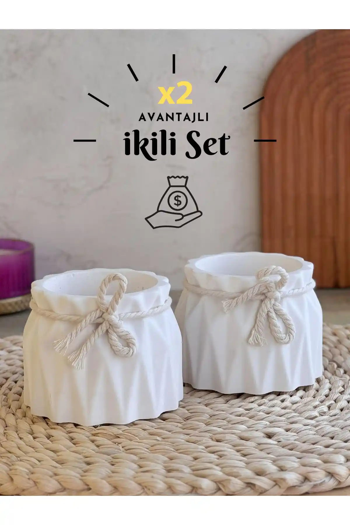 Serengeti Dekoratif Saksı 2'li Beton Seti Modern ve Şık Tasarım Özellikleri