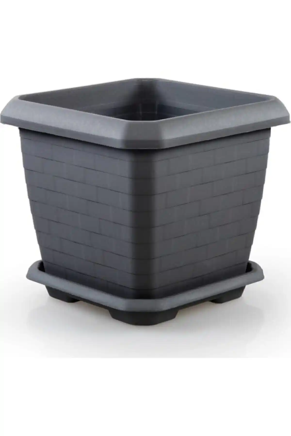 SERİNOVA Hisar Kare Saksı 44 Lt Gri - Dayanıklı ve Estetik Büyük Bitki Saksısı