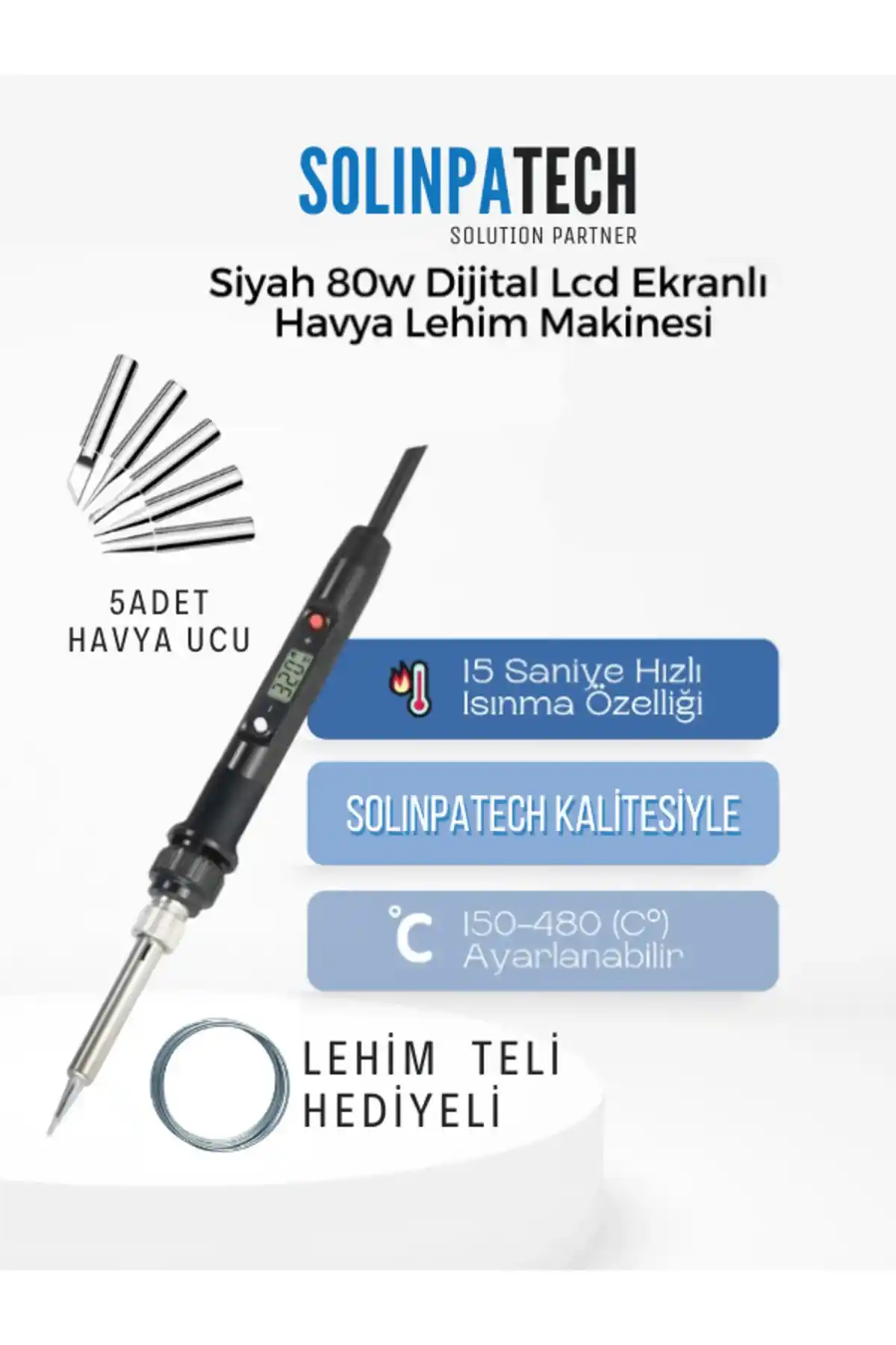 SolinpaTech 80W LCD Isı Ayarlı Kalem Havya ile Hassas ve Güvenilir Lehimleme Deneyimi