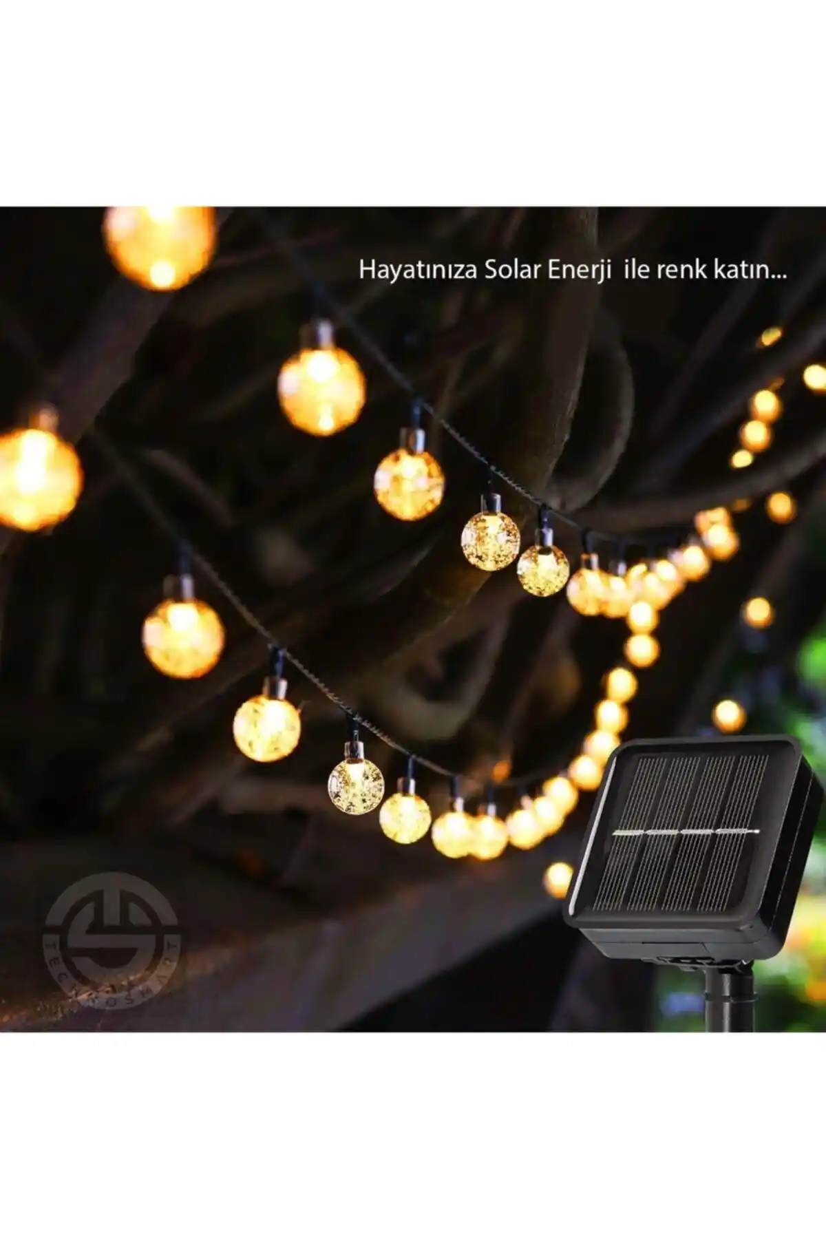 TechnoSmart 50 LEDli Solar Kristal Top Bahçe Aydınlatması ile Modern Dış Mekan Dekorasyonu