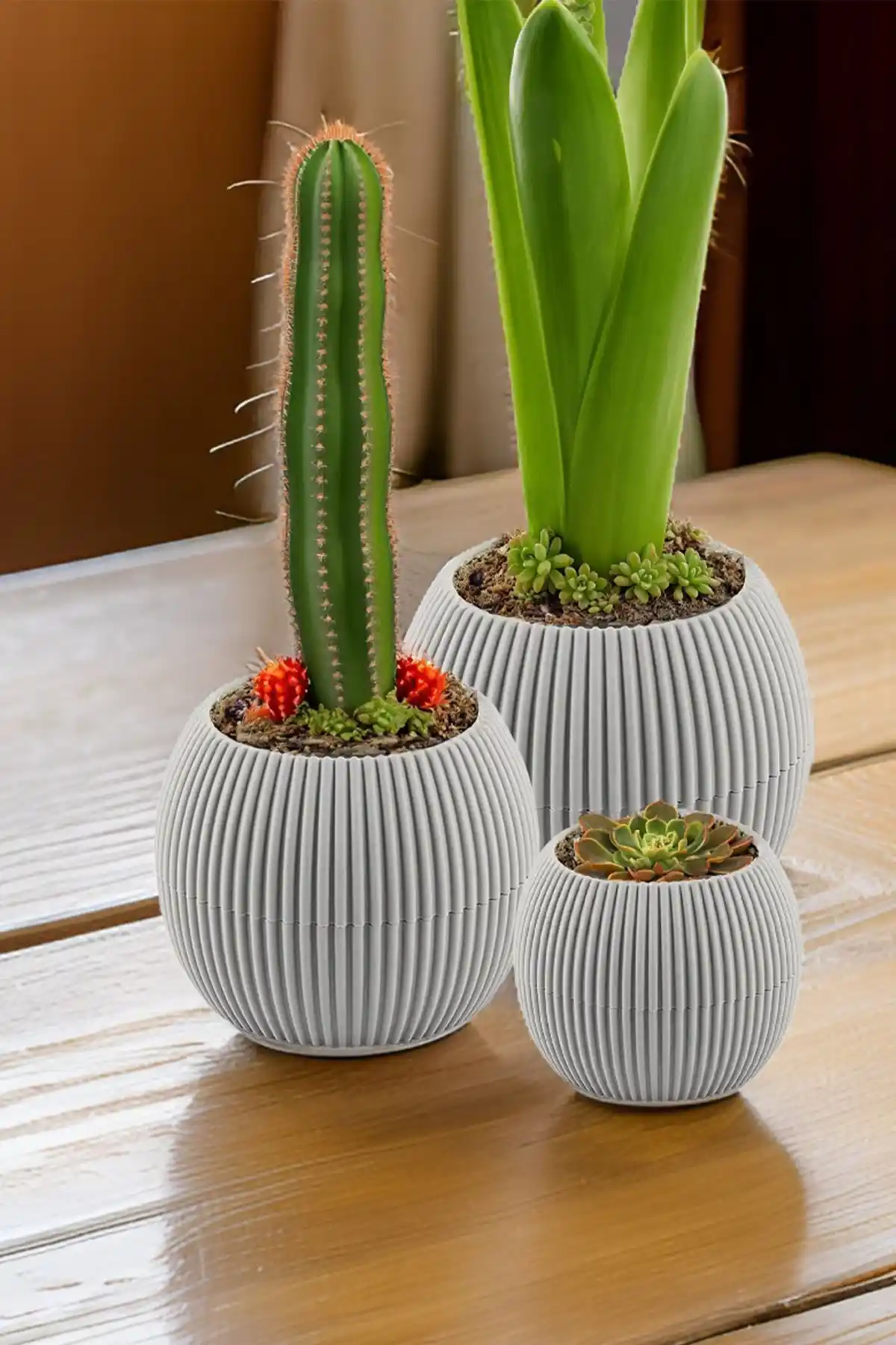 Temmuz Home 3'lü Dekoratif Saksı Seti: Modern ve Dayanıklı İç-Dış Mekan Bitki Saksıları