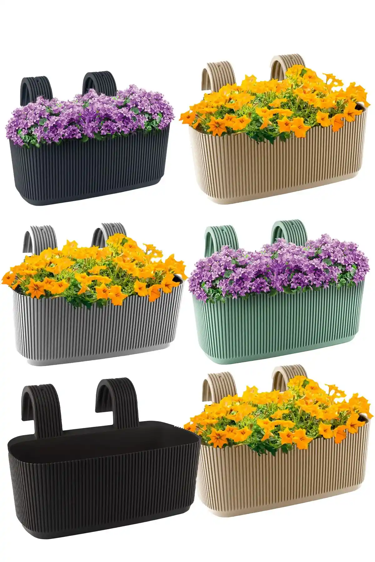 Temmuz Home Çok Renkli Plastik Balkon Saksısı Seti Modern ve Dayanıklı Tasarım