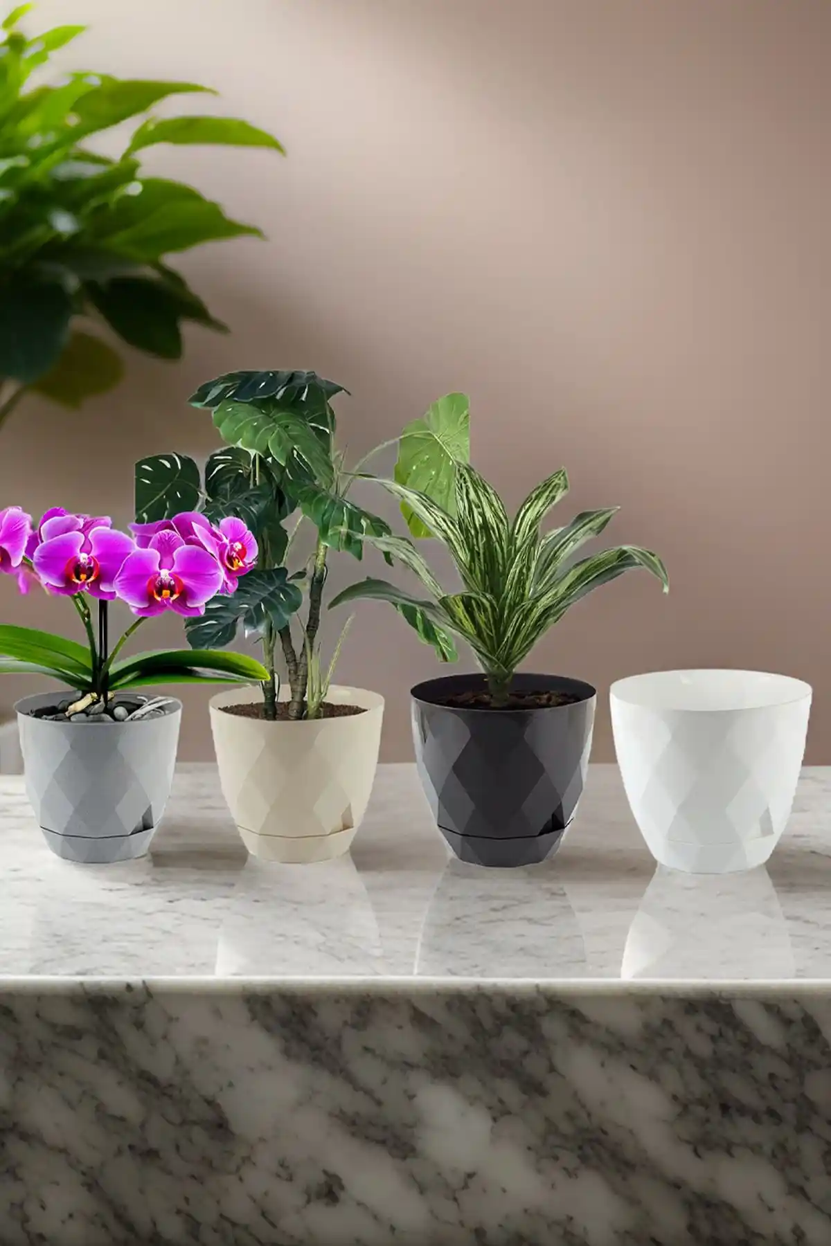 TEMMUZ HOME Karasu No2 4’lü Saksı Seti Modern ve Dayanıklı Dekorasyon Ürünü