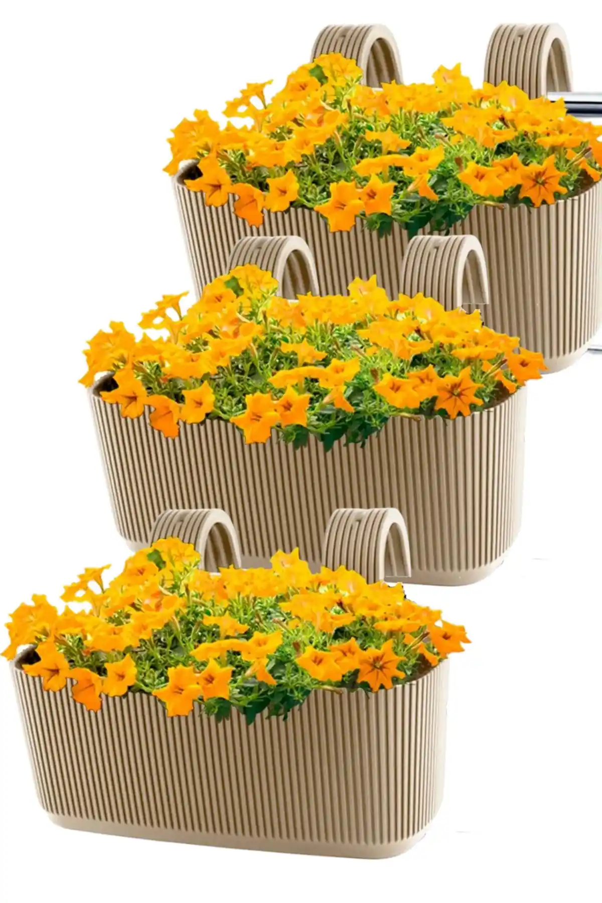 Temmuz Home Karasu Plastik Pera Askılı Balkon Saksısı Seti Modern ve Dayanıklı Tasarım