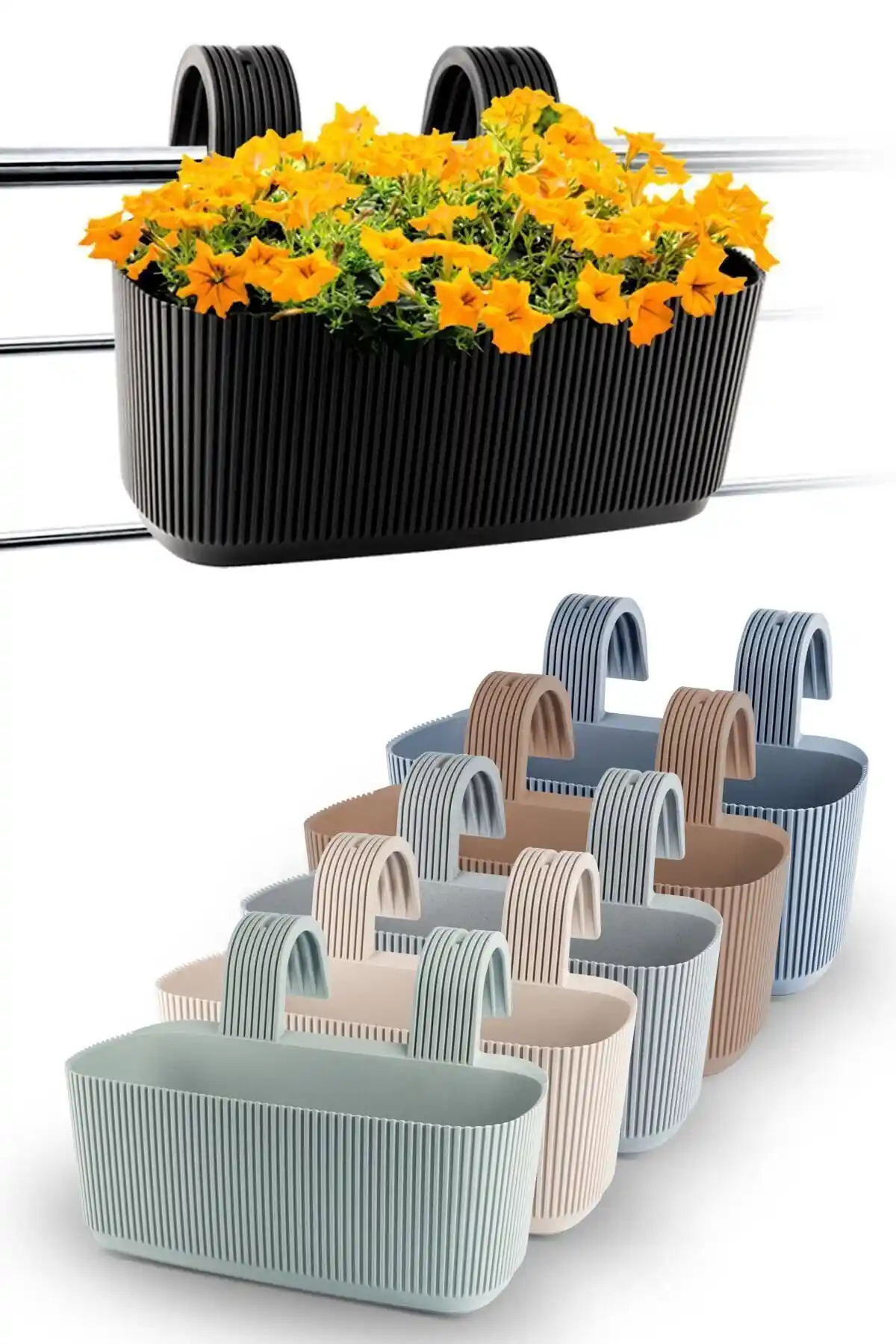 ToXA Çok Renkli Plastik Saksı Seti Balkon ve Teras Dekorasyonu İçin Uygun