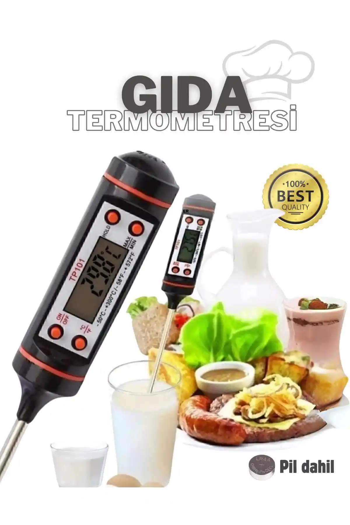 Unichrome Gıda Et Süt Sıcaklık Ölçer Termometresi Gıda Güvenliği ve Pişirme İçin