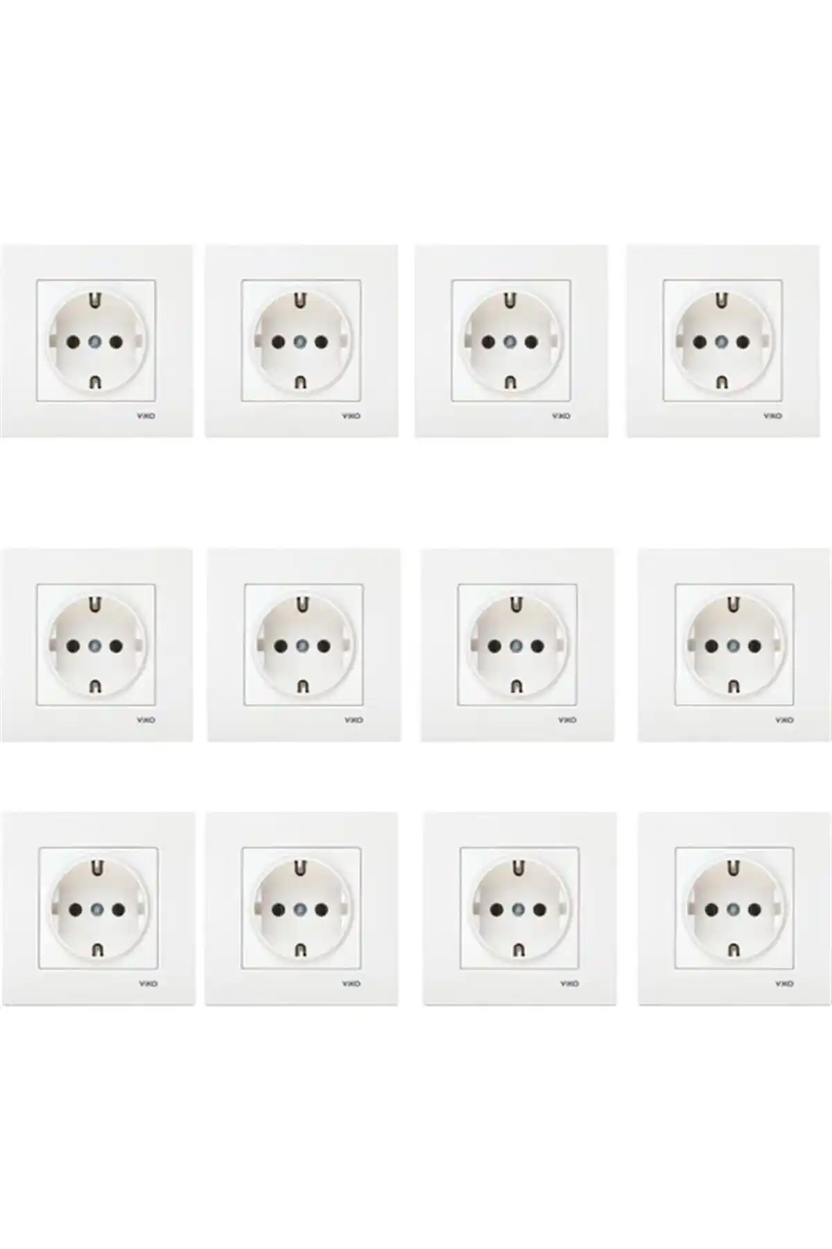 Viko Karre 12'li Topraklı Priz Çerçevesi Beyaz Modern ve Güvenli Elektrik Çözümü