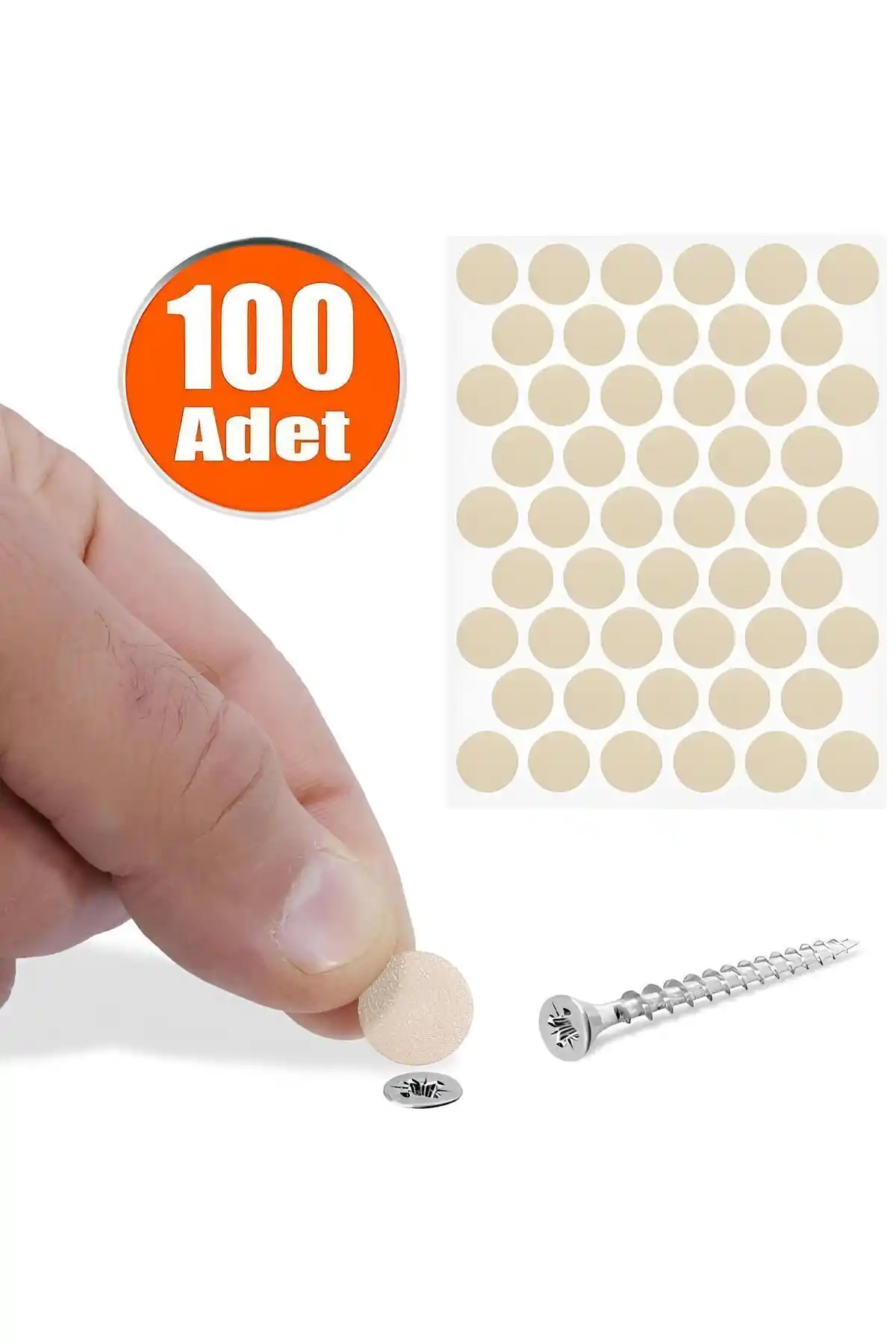 Yapışkanlı PVC Vida Tapası Krem Renkli Dayanıklı ve Kolay Montajlı Koruma Çözümü