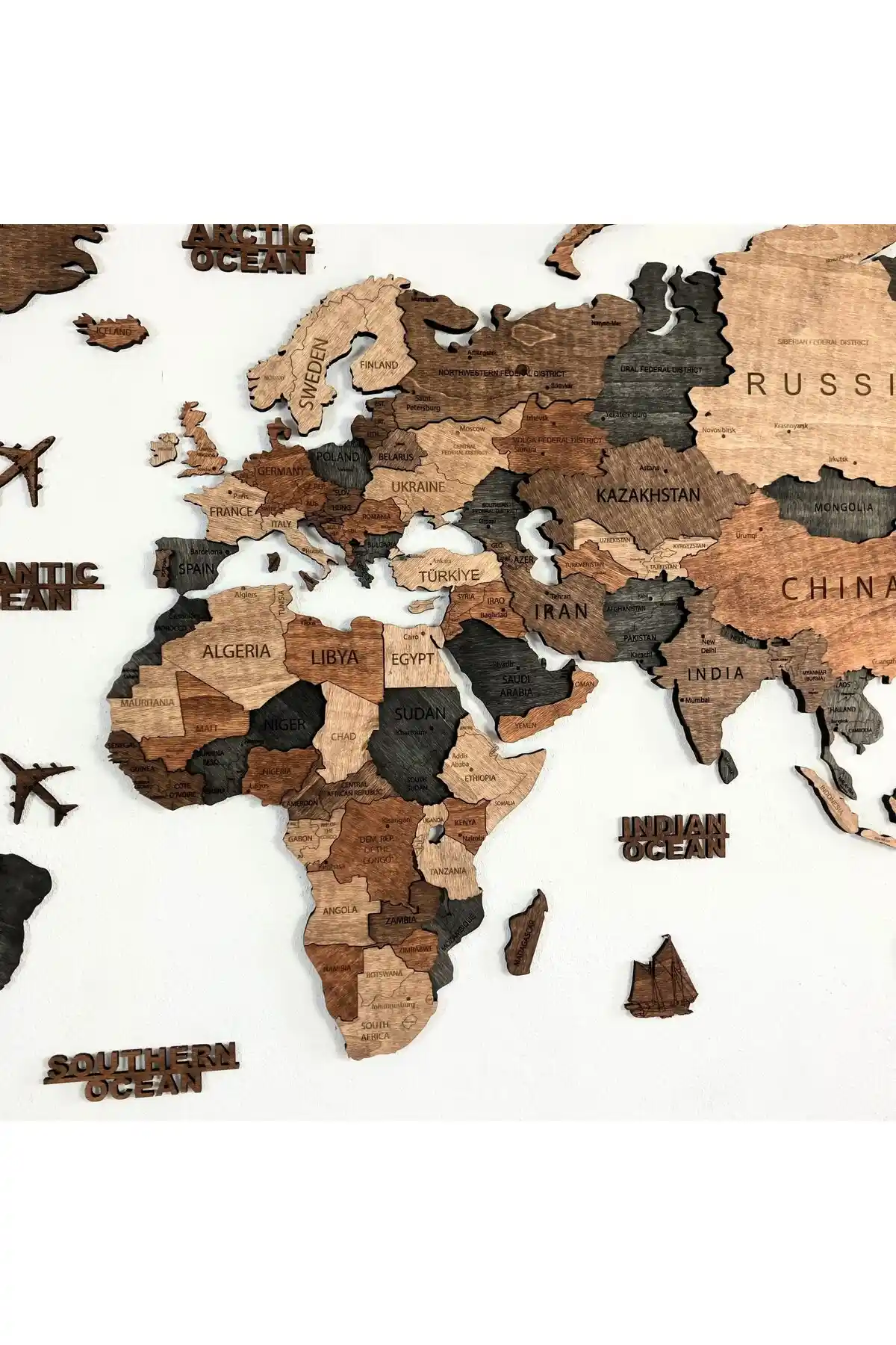 2022 Ahşap Dünya Haritası Modern ve Sürdürülebilir Dekorasyon Seçeneği