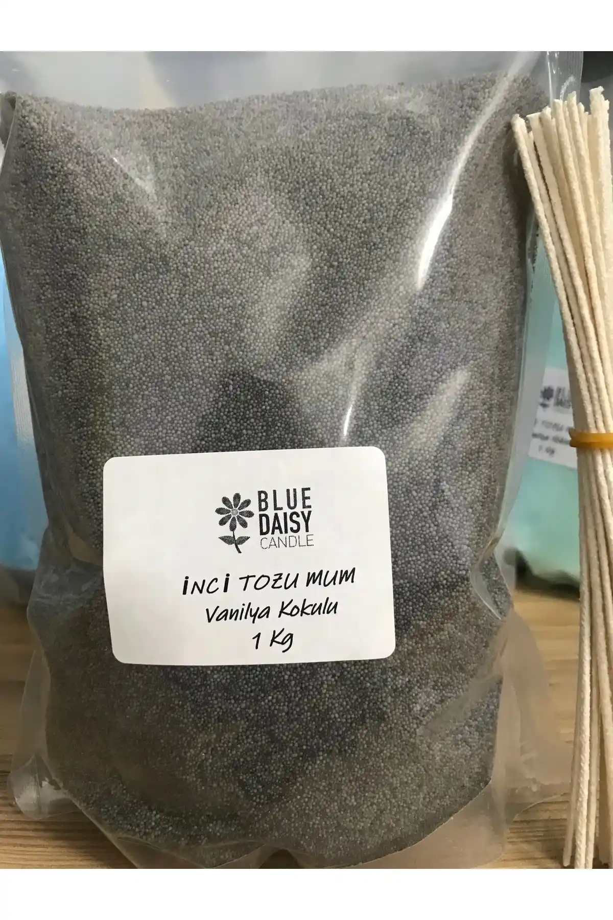 BlueDaisy 1 Kg İnci Tozu Mum Siyah Renkli Vanilya Kokulu Dekorasyon Ürünü