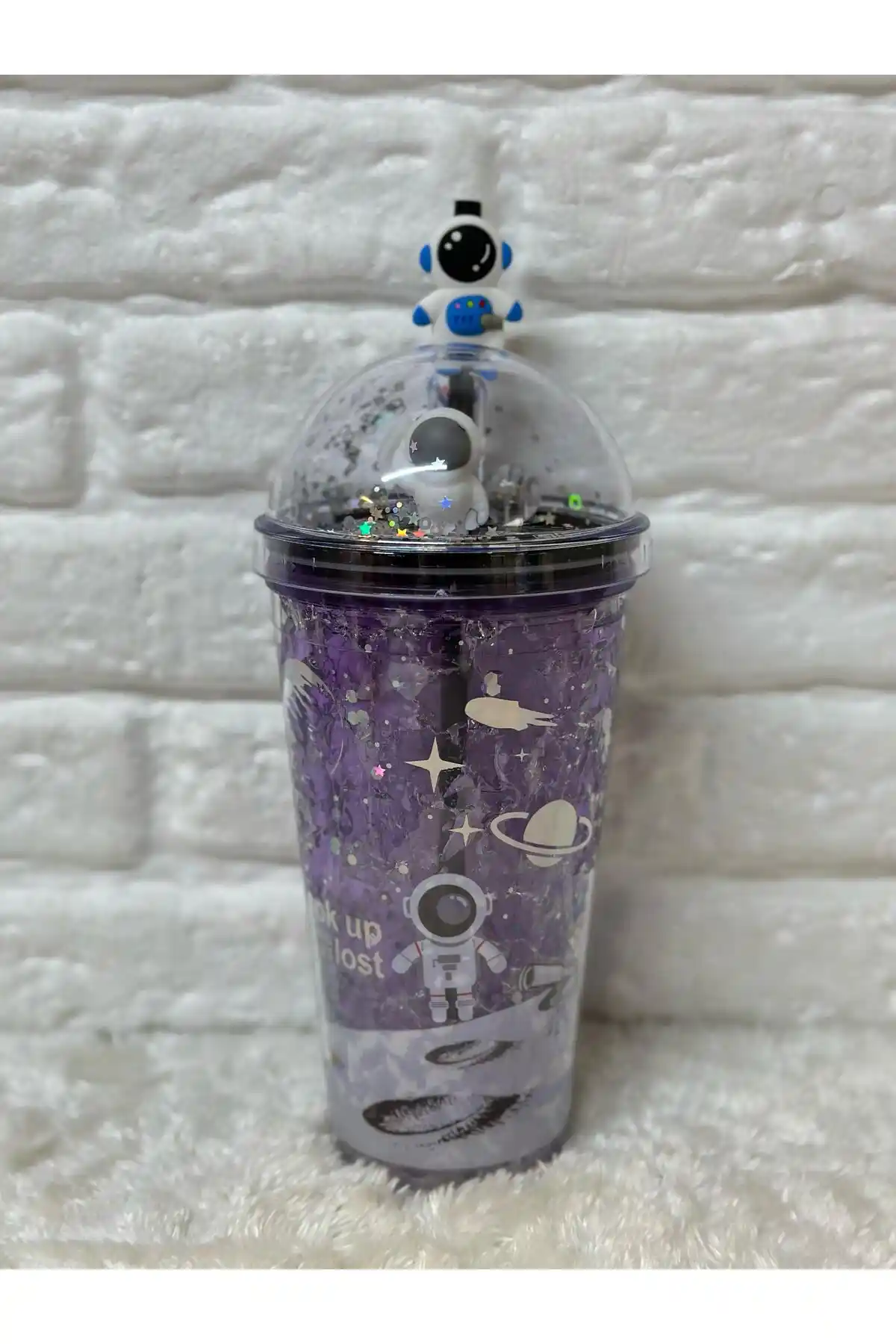 Çocuklar İçin Renkli Mika Işıklı Pipetli Çift Katmanlı Bardak Suluk Matara İnceleme