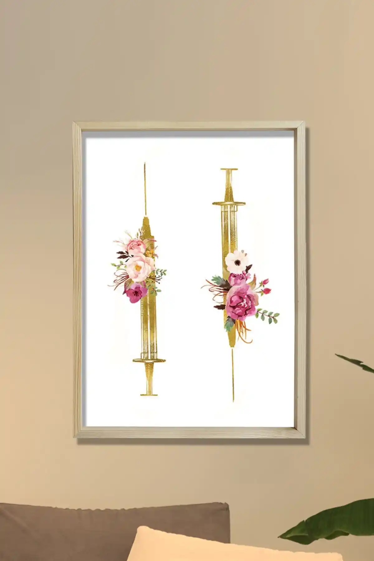 Dekor Loft Şırınga Baskı: Sanat ve Tıbbi Temaları Modern Ofis Dekorasyonu İçin