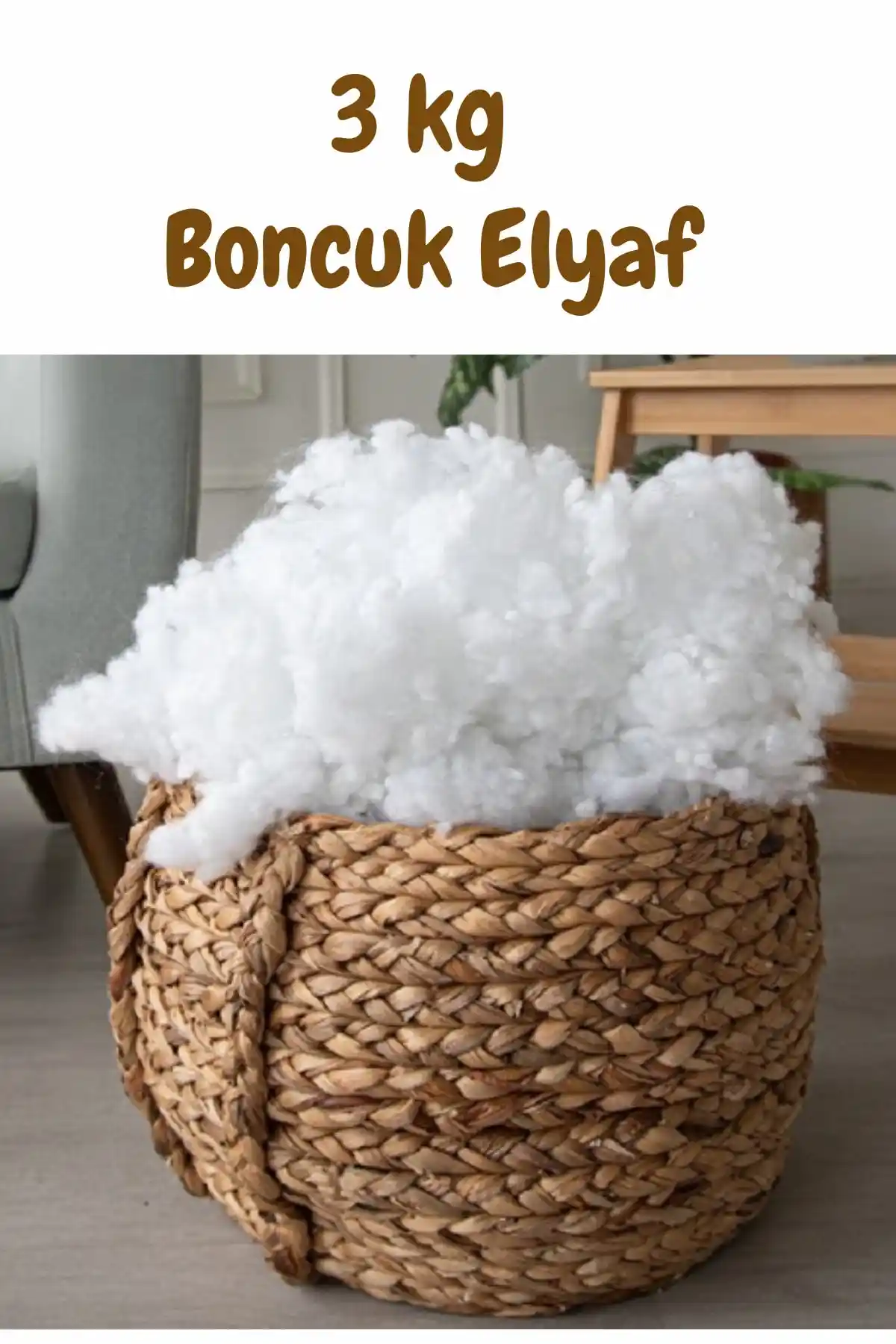 Elyaf Sepeti 3 Kg Beyaz Boncuk Elyaf Amigurumi Yastık ve Minder Dolgu Malzemesi