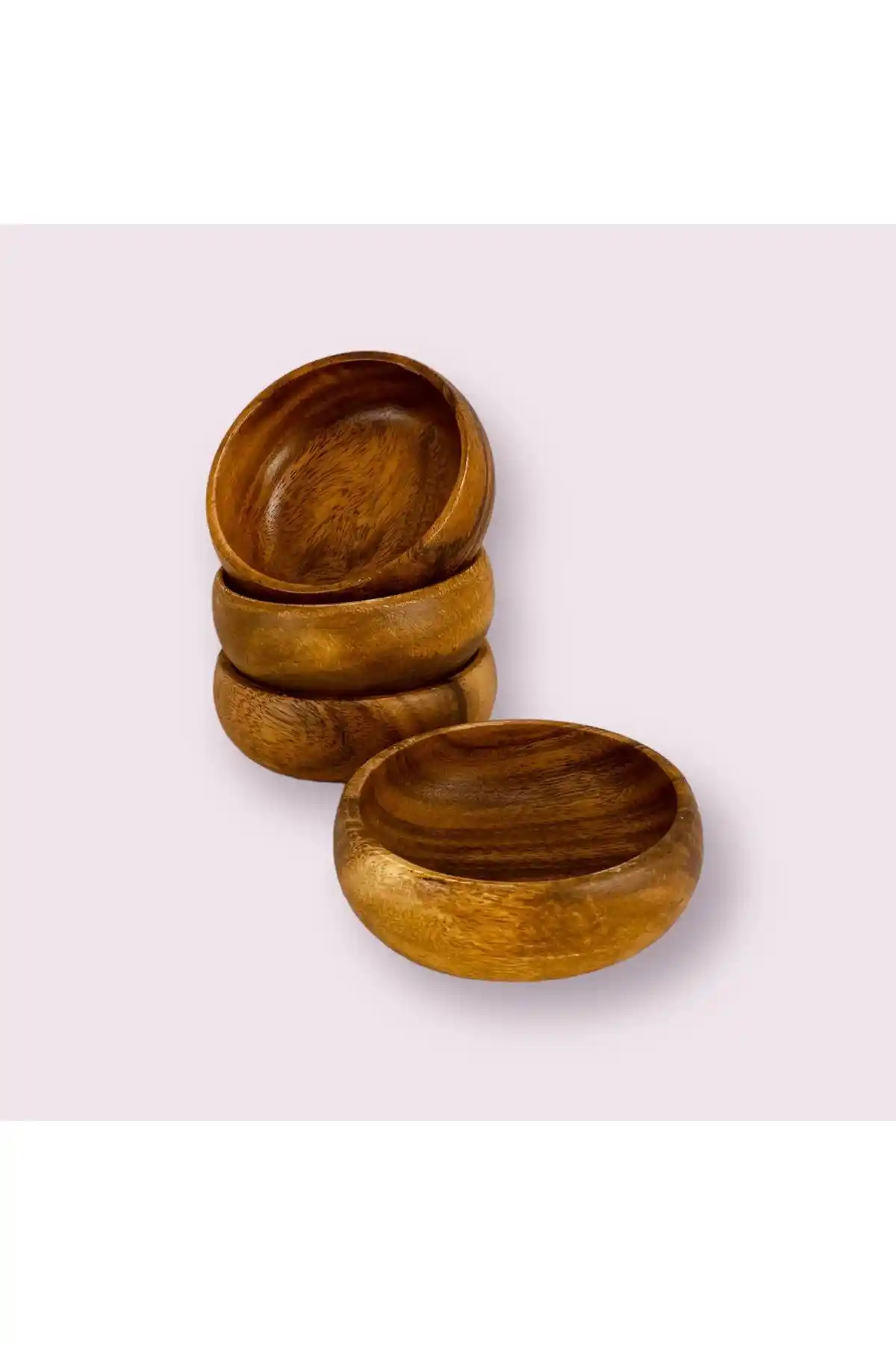 Elzey Home Doğal Akasya Yuvarlak 4'lü Çerezlik ve Reçellik Seti Doğa Temalı Şık Sunum Çözümü