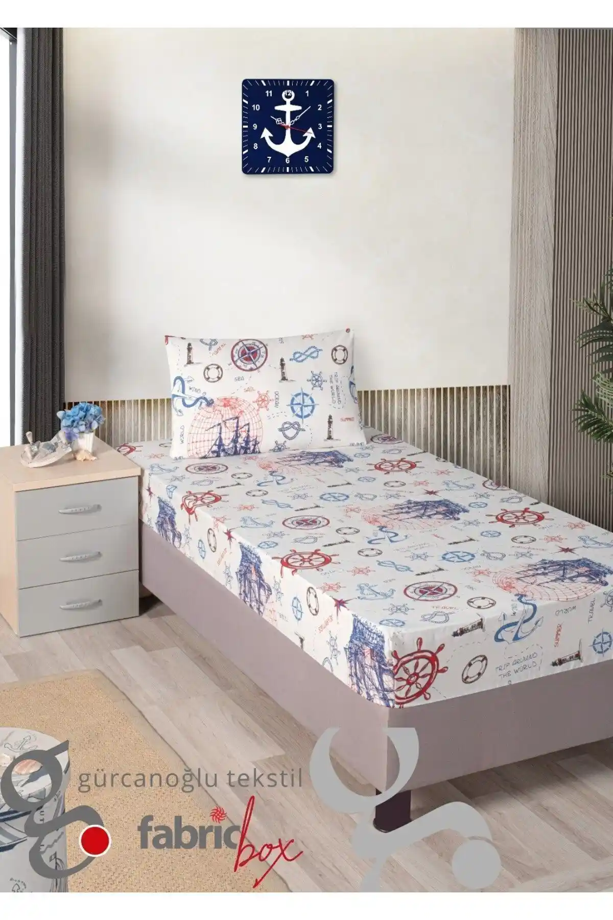 Fabric Box Genç Lastikli Çarşaf Seti: Modern ve Denizcilik Temalı Yatak Odası Dekoru