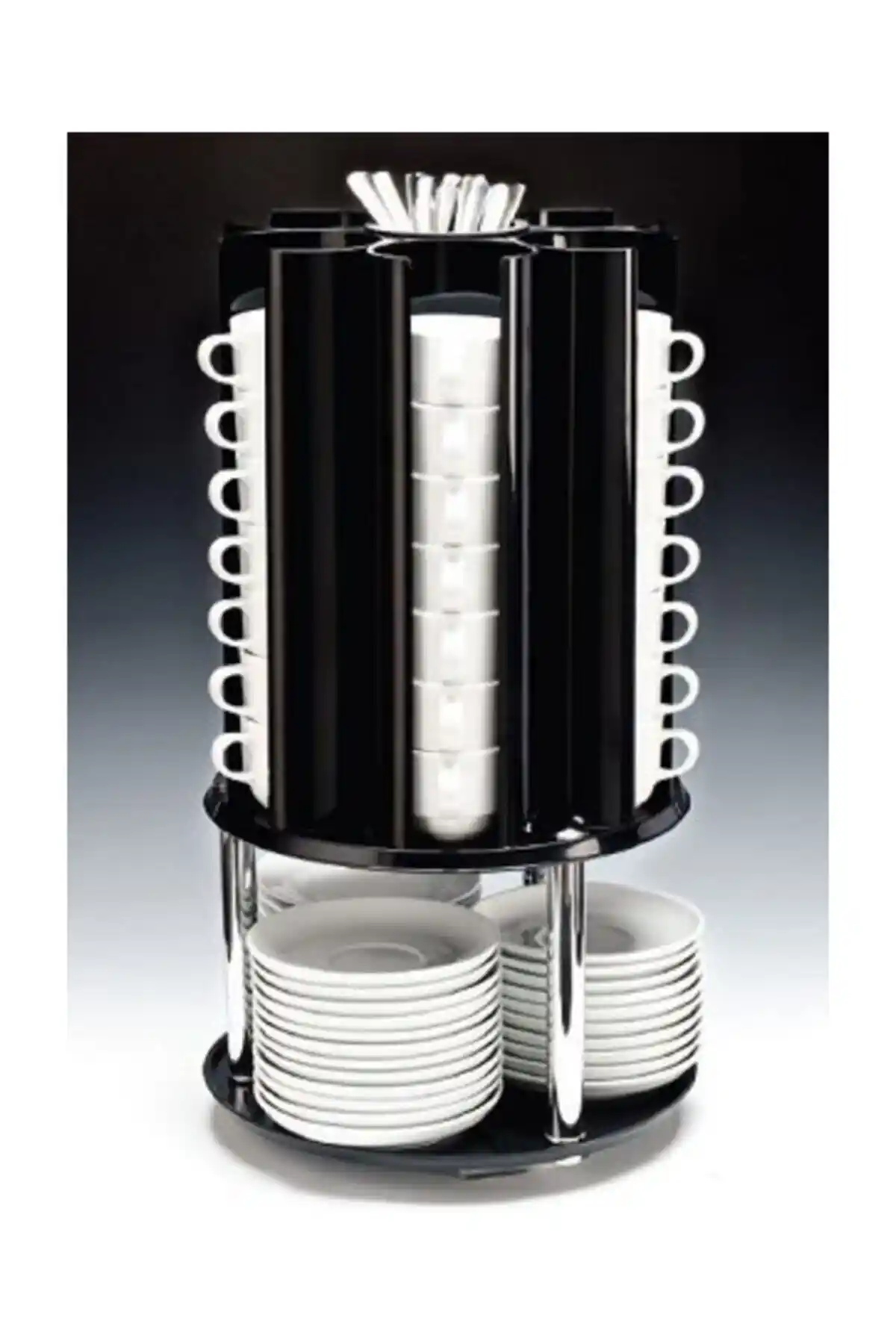 Genel Markalar 362 Polikarbon Döner Fincan Tabak Kaşık Standı Mutfak Düzeni Sağlayan Pratik Çözüm