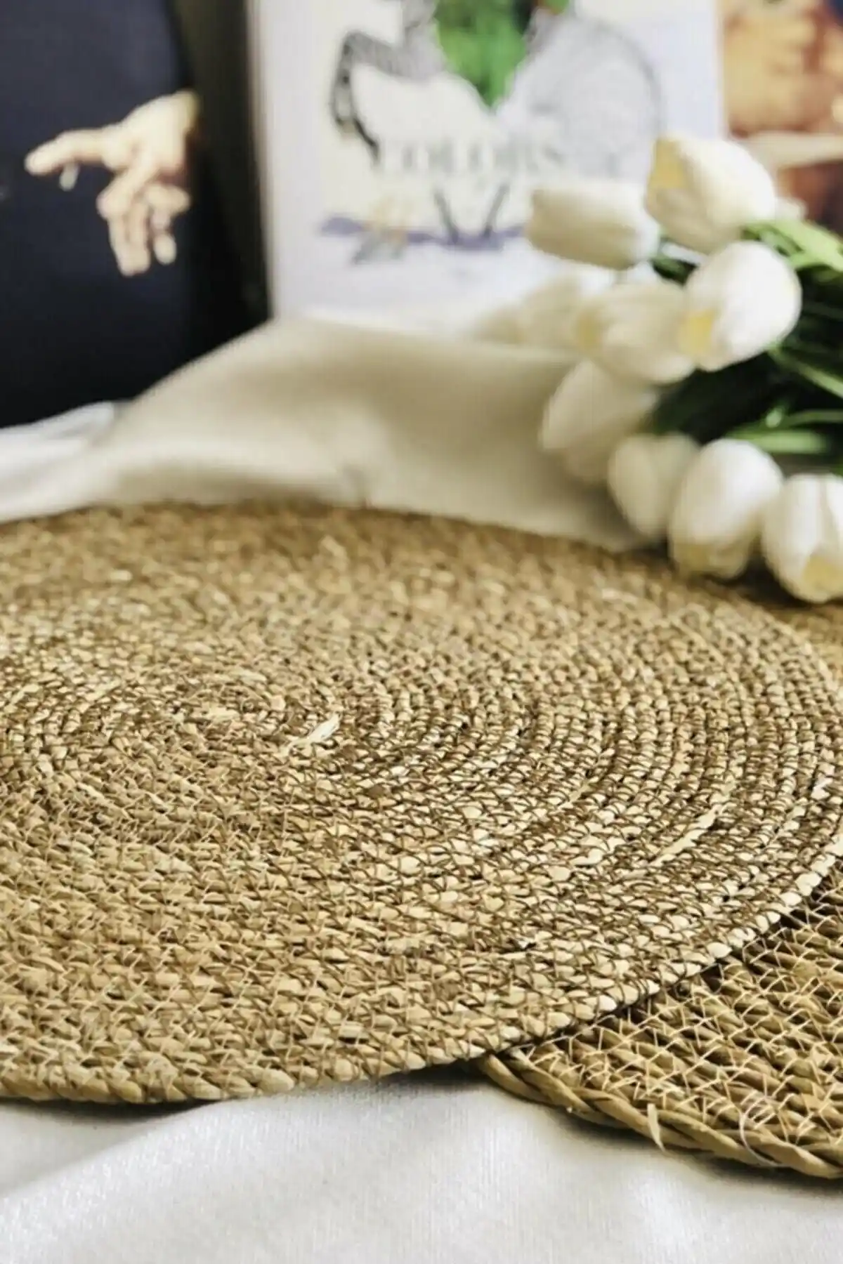 Genel Markalar Doğal Hasır Amerikan Servis Seti 4 Adet Rustik ve Şık Tasarım