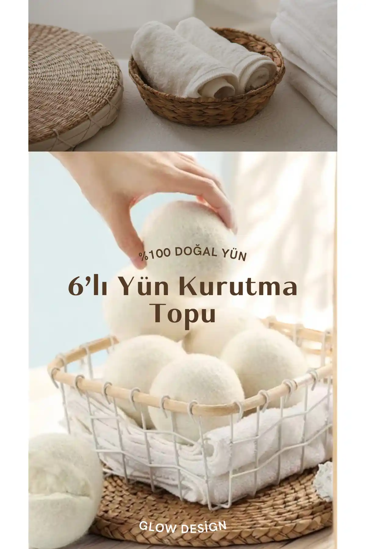 Glow Design Yün Kurutma Topu: Doğal ve Ekonomik Çamaşır Kurutma Çözümü