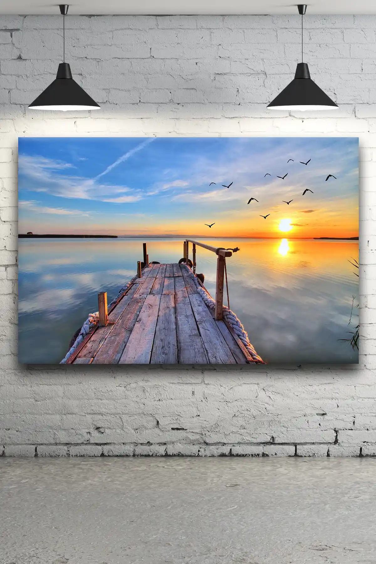 Gökmavi Dekor Gün Batımı Manzaralı Modern Kanvas Tablo - Şık ve Dayanıklı Dekorasyon Ürünü