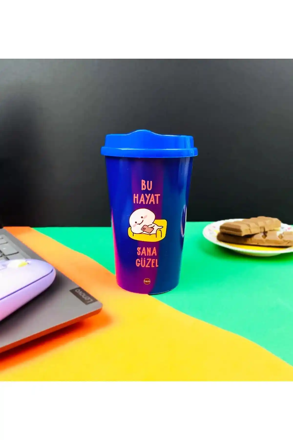 HediyeOfisi Motto Tasarımlı Plastik Kahve Bardağı Modern ve Şık Tasarımıyla Günlük Kullanım İçin Uygun