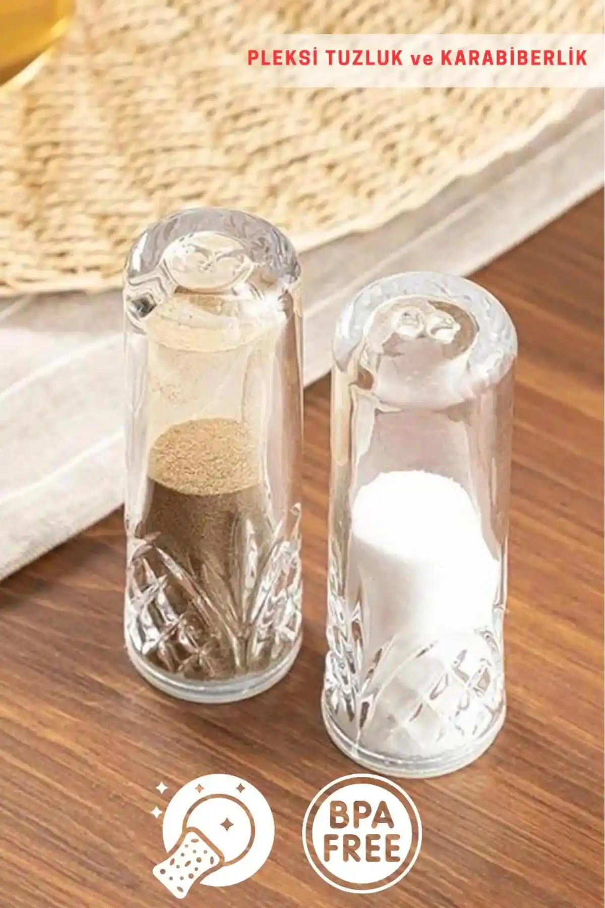 Homeniva Pleksi Tuz ve Karabiberlik Seti Modern ve Şık Mutfak Aksesuarları