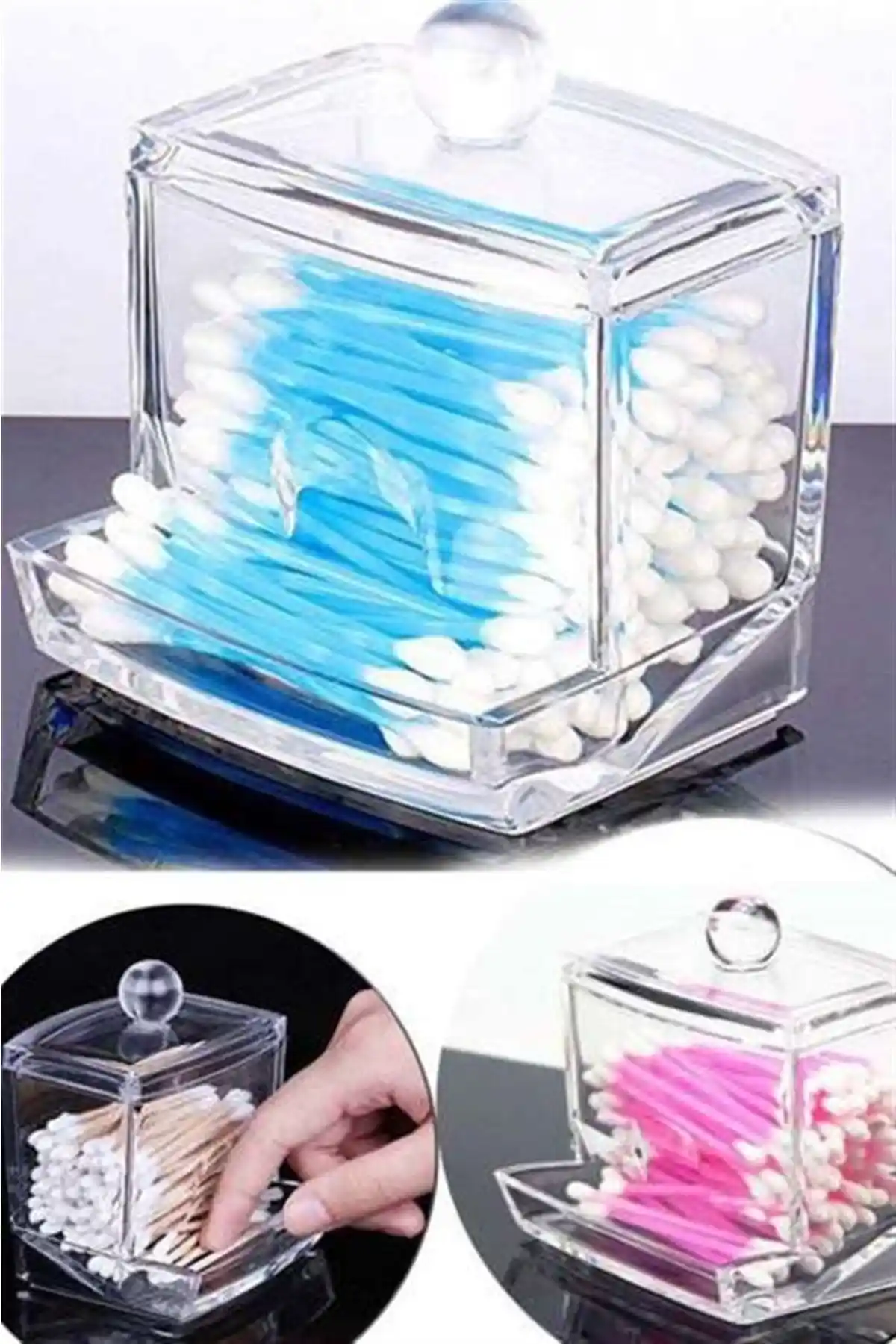 Kenpool Şeffaf Makyaj ve Bakım Malzemeleri Organizeri Kapaklı Saklama Kutusu