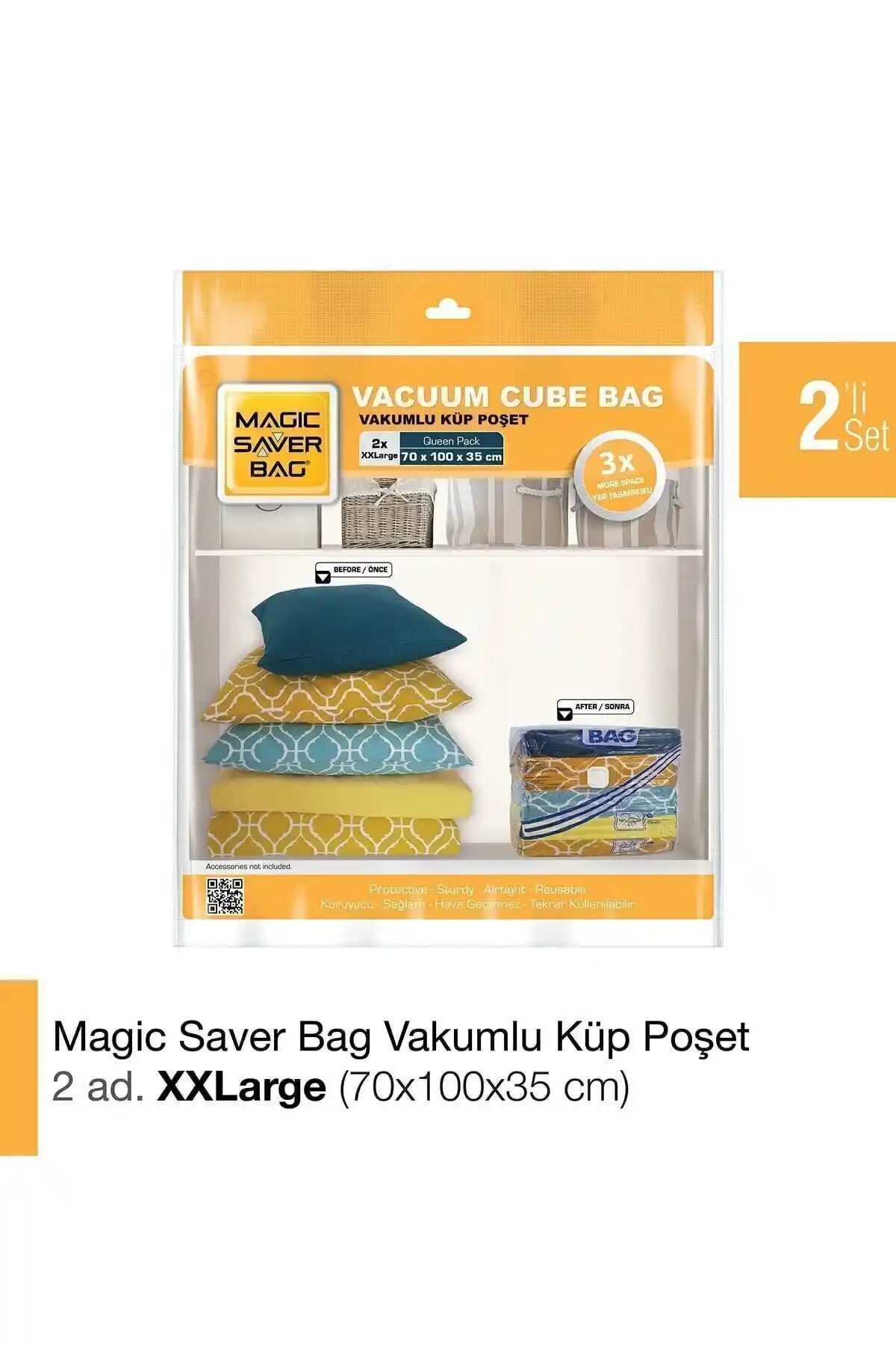 Magic Saver Bag 2’li Xxlarge Vakumlu Saklama Poşetleri Pratik ve Dayanıklı Büyük Hacimli Çözüm