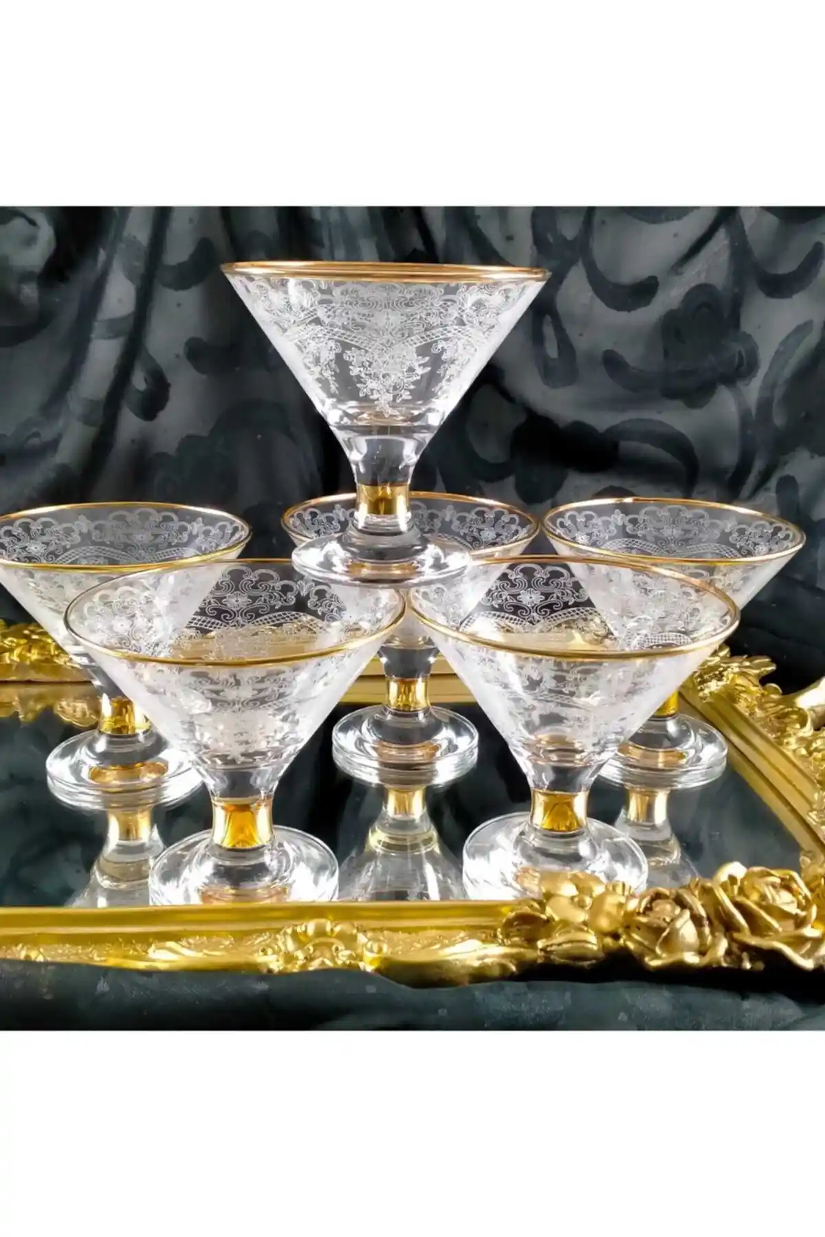 Paşabahçe 6'lı El Dekorlu Dantel İşlemeli Cam Şekerlik Seti Estetik ve Çok Amaçlı Kullanım