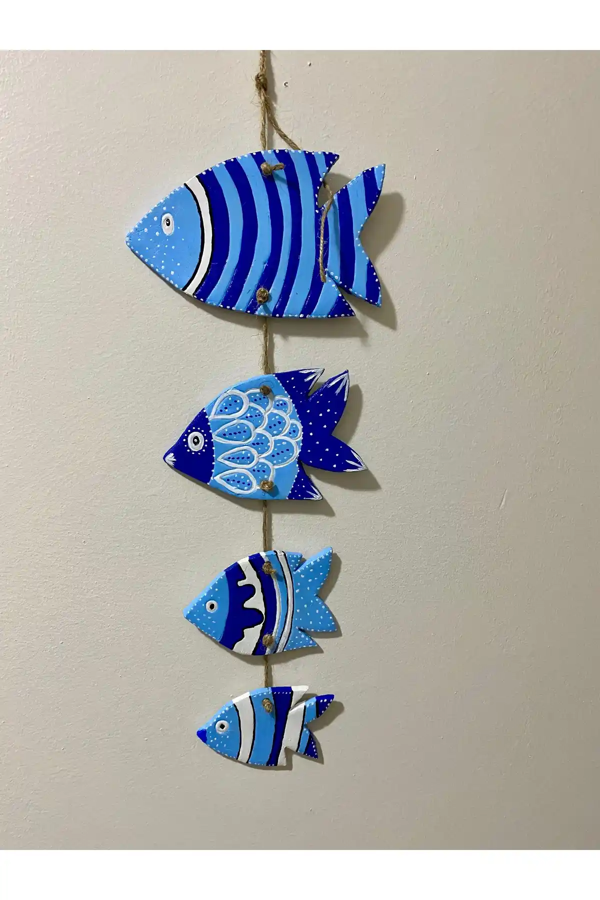 Seramik Balık Duvar Süsü Deniz Temalı Modern Dekoratif Askı Seti (4'lü)