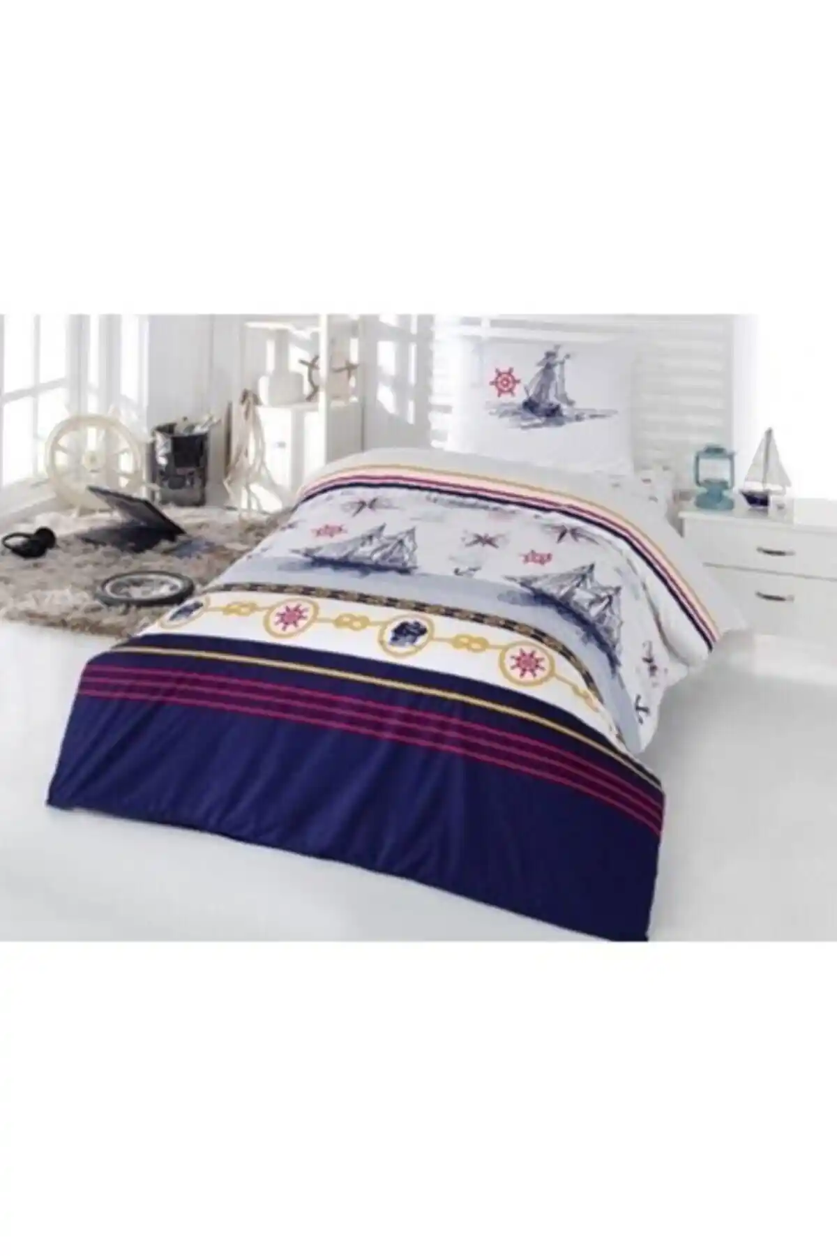 Taç Yelkenli Ranforce Tek Kişilik Nevresim Takımı: Şıklık ve Konforun Buluşması