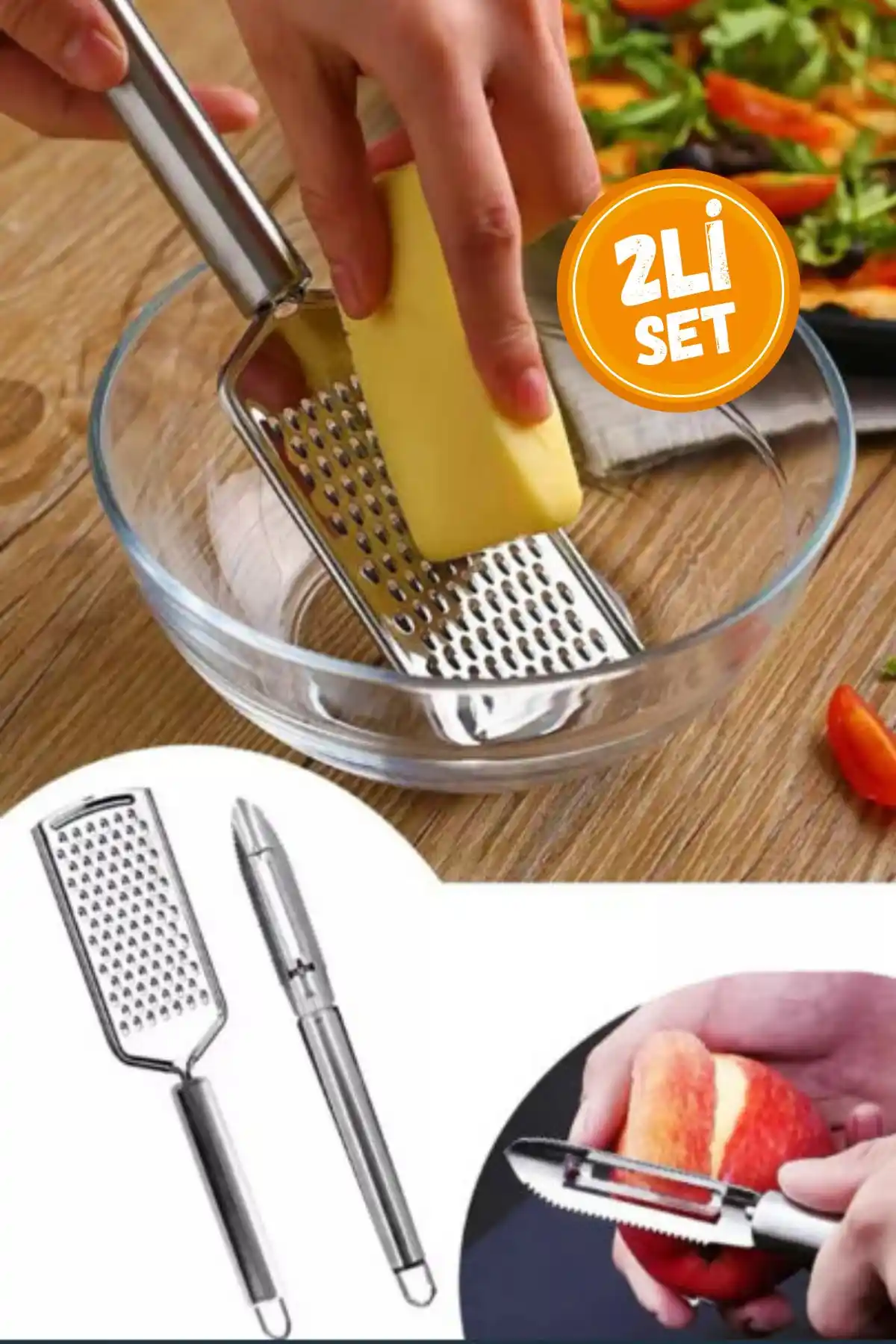 WAPPA 2'li Paslanmaz Çelik Rende ve Soyacak Seti: Dayanıklı ve Pratik Mutfak Gereçleri