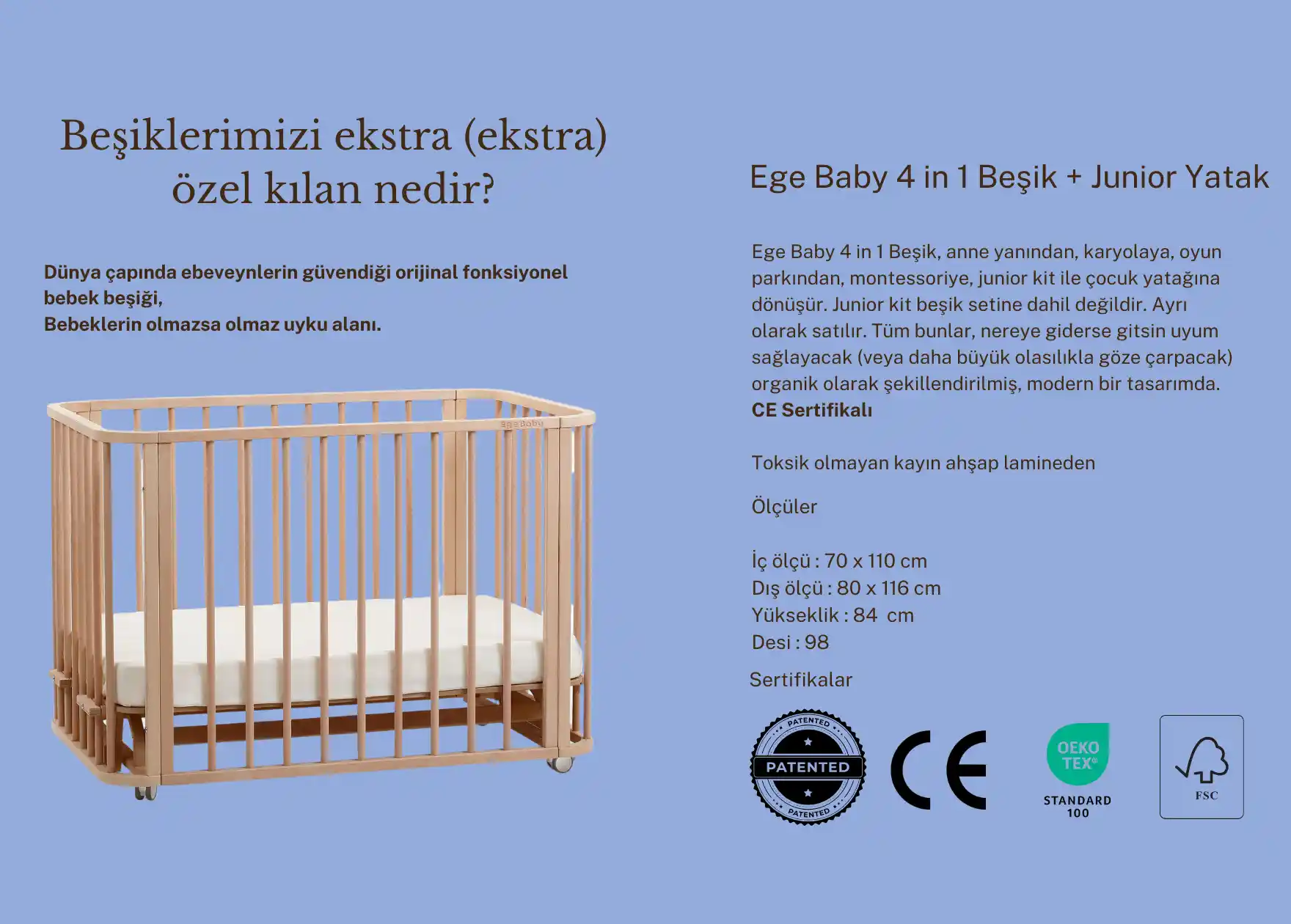 Ege Baby Beşik: Güvenli ve Konforlu Bebek Uyku Çözümü Ürün Özellikleri ve Avantajları