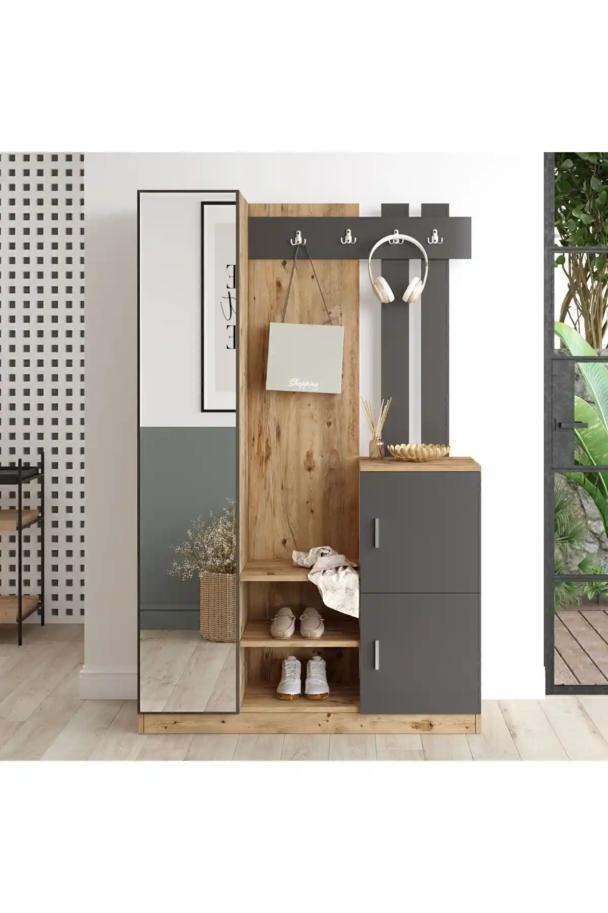 Yurudesign Vestiyer Karşılaştırması: Çam Antrasit Roger ve Visor Modelleri