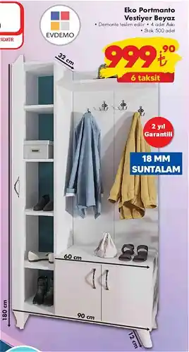 Beyaz Eko Portmanto ve Vestiyerler ile Giriş Dekorasyonunuza Şıklık Katın