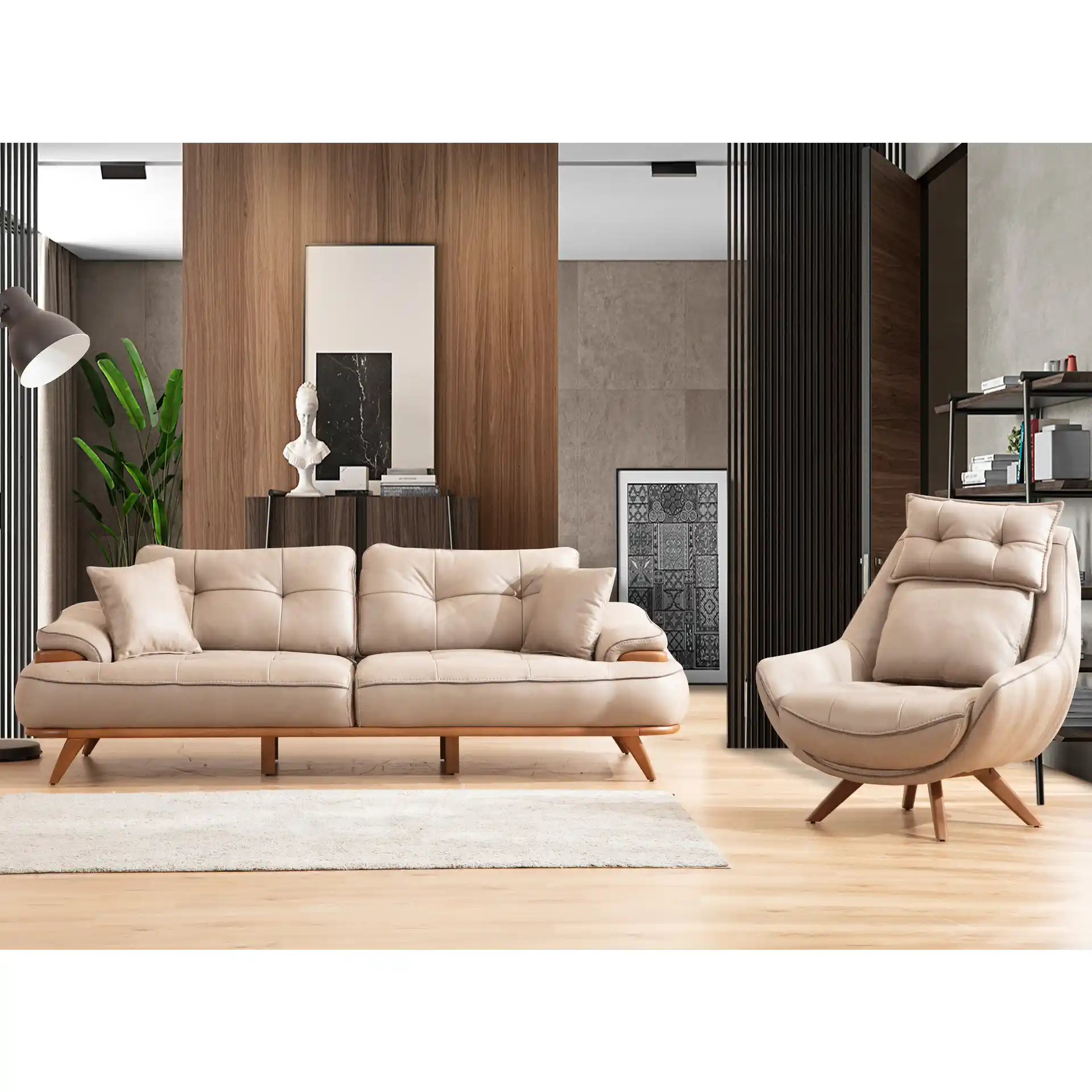 Kahverengi ve Krem Renkli Koltuk Takımlarıyla Şık ve Fonksiyonel Oturma Alanları Yaratma