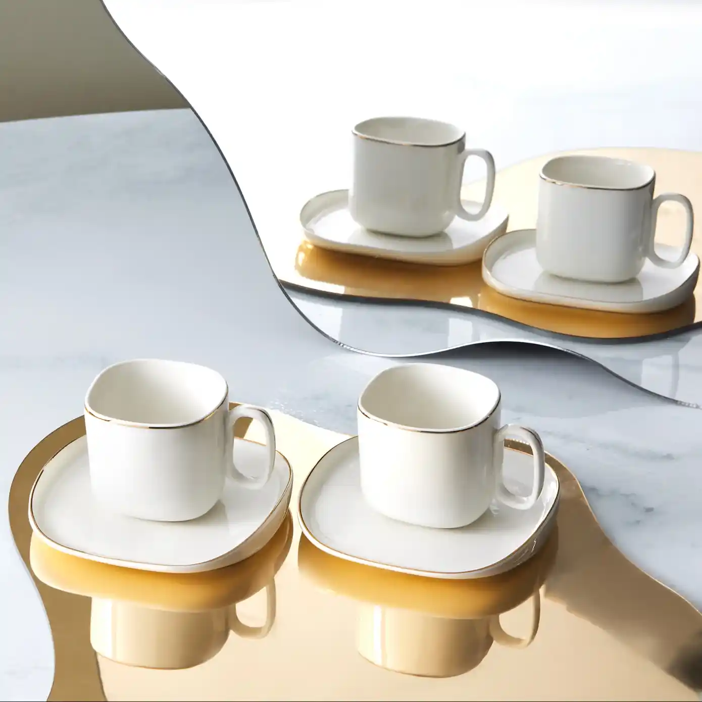 Karaca Plato 6 Kişilik Porselen Kahve Fincan Takımı 90 ml Dekorasyonda Şıklık ve Fonksiyonellik