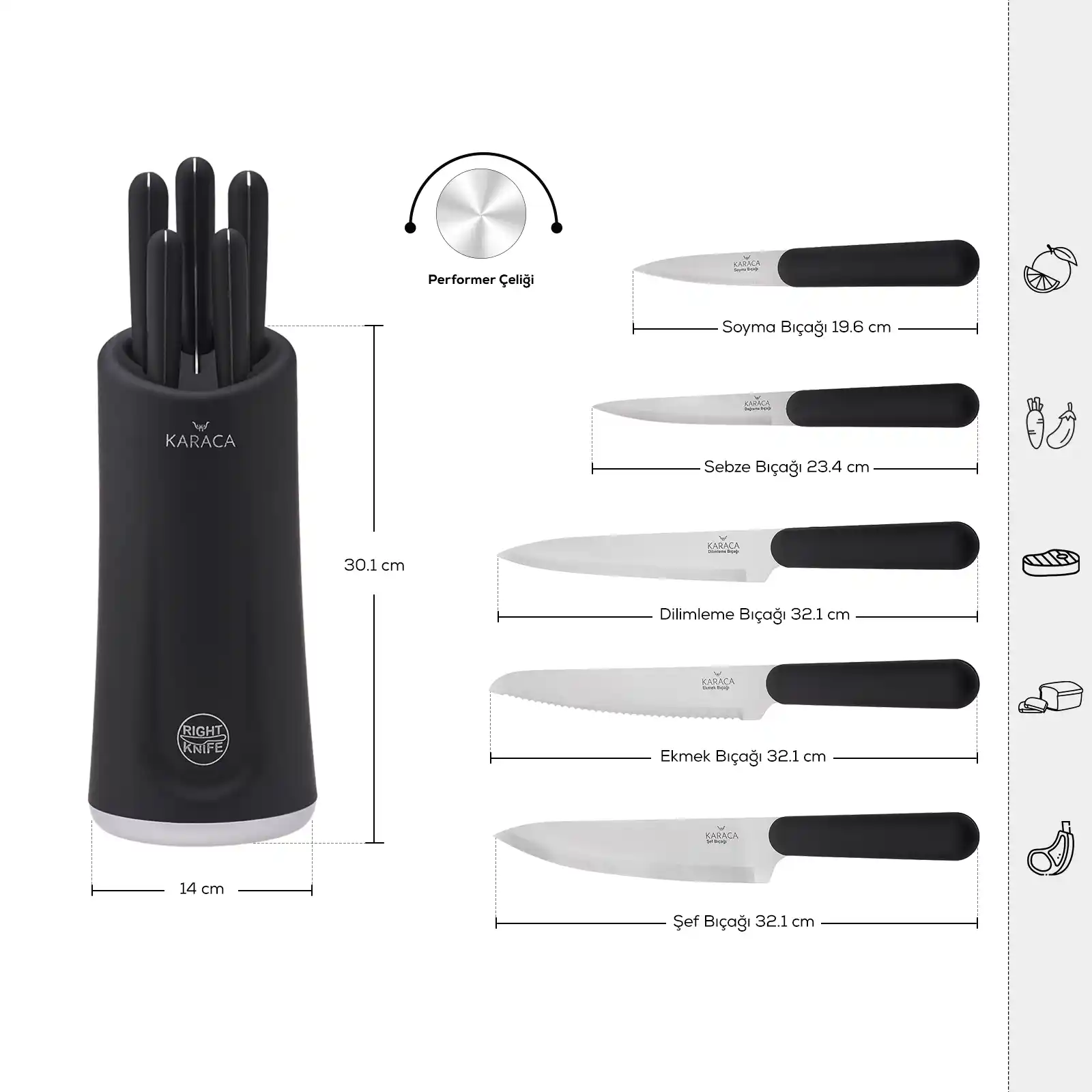 Karaca Right Knife 6 Parça Bıçak Seti ile Modern ve Şık Mutfak Dekorasyonu