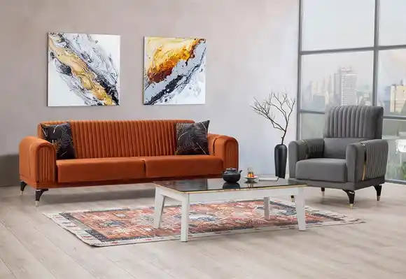 Kiremit Rengi ve Gri Koltuk Takımıyla Modern ve Şık Dekorasyon İpuçları